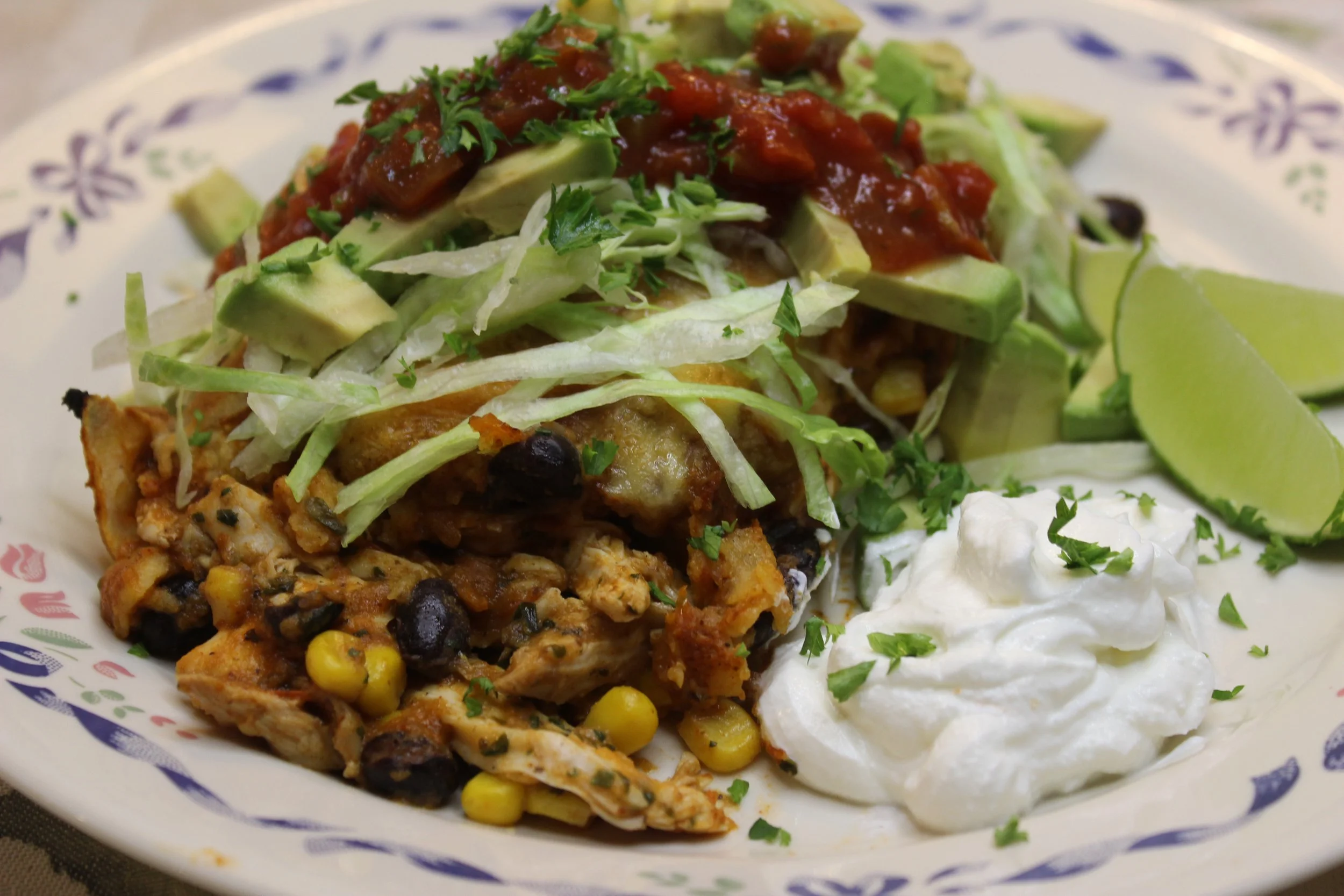 Cheesy Chicken, Black Bean &amp; Corn Enchiladas