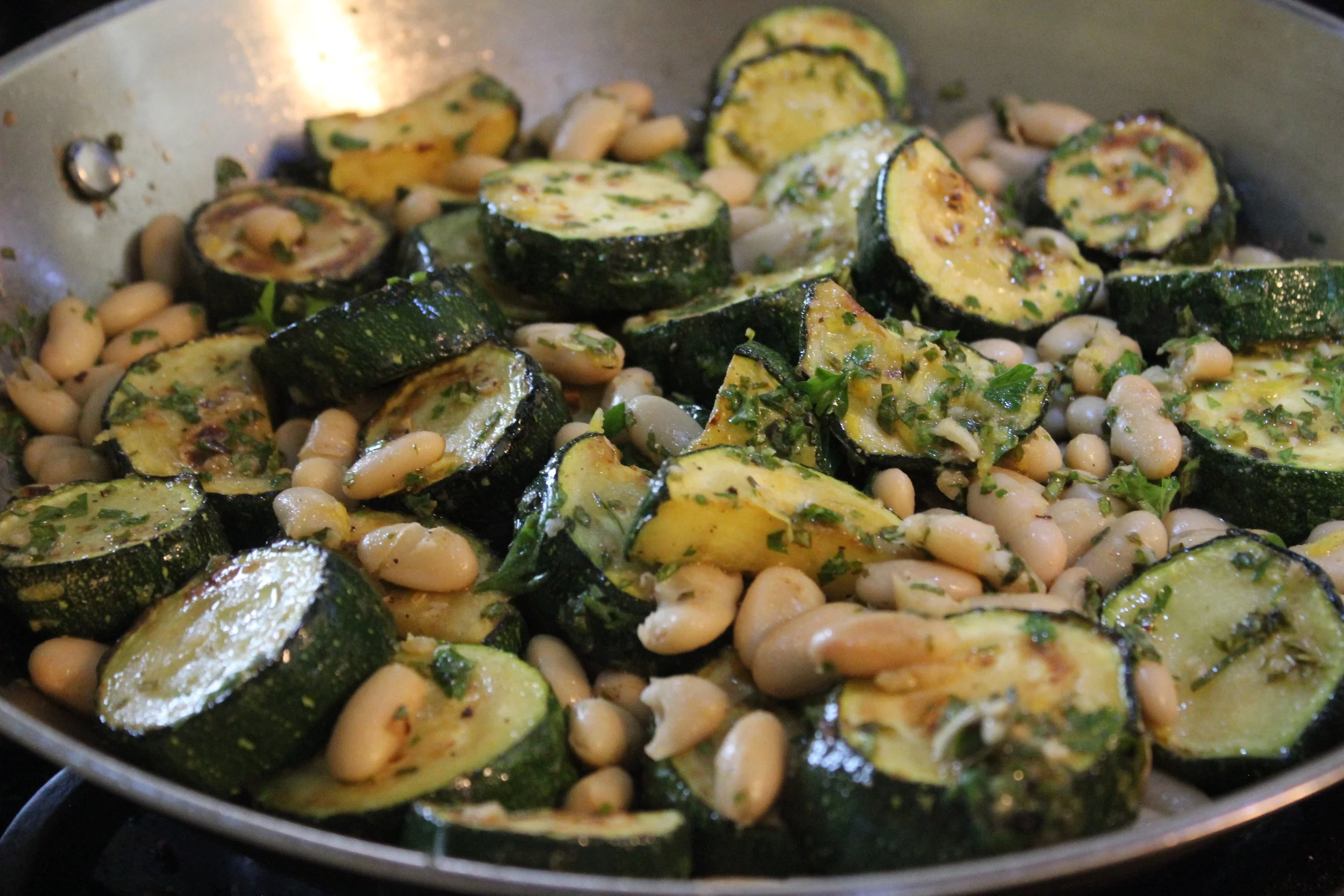 Lemony Zucchini &amp; White Beans with Garlic and Herbs