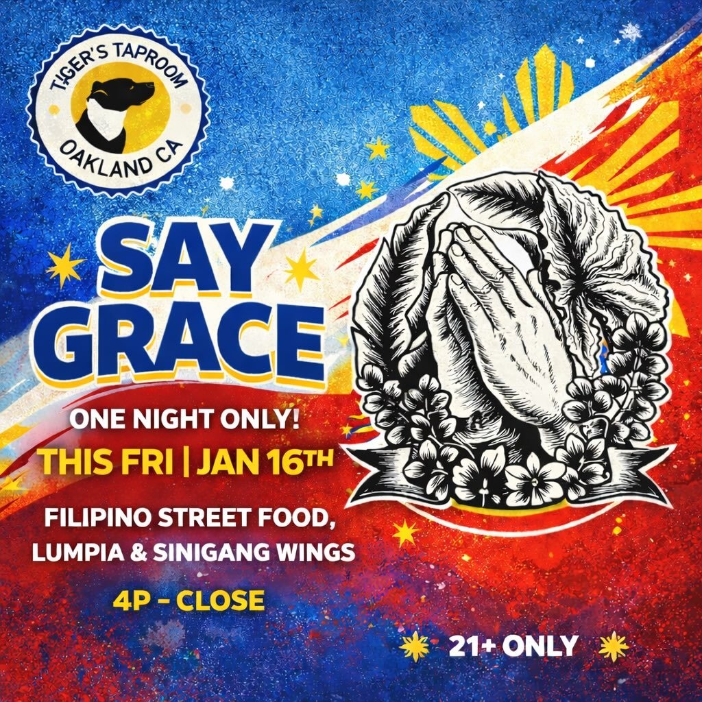 @say.grace.bayarea is back for one night only 🔥

This Friday, Jan 16th, she&rsquo;s popping up at Tiger&rsquo;s Taproom with:
🍚 Adobo Fried Rice
🌱 Vegetarian Laing Fried Rice
🥟 Lumpia (pork &amp; veggie)
🔥 Her famous Sinigang Wings

Food starts 