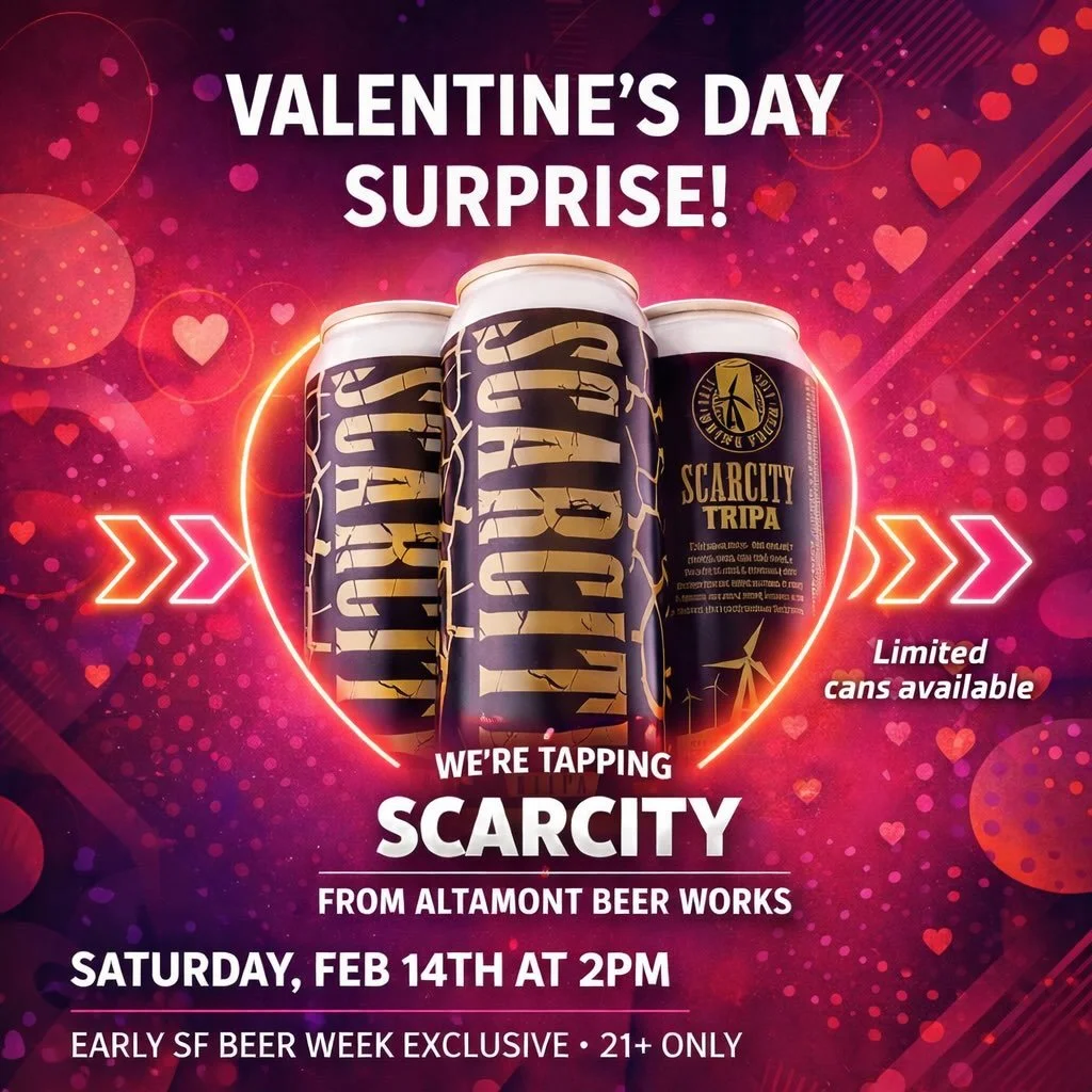 We&rsquo;ve got an early @sfbeerweek surprise! We&rsquo;re tapping Scarcity from @altamontbeerworks at 2pm on Saturday, Feb 14th.

Early SF Beer Week Exclusive.
Limited cans available.
And no, we&rsquo;re not saving any.

If you know, you know.
If yo