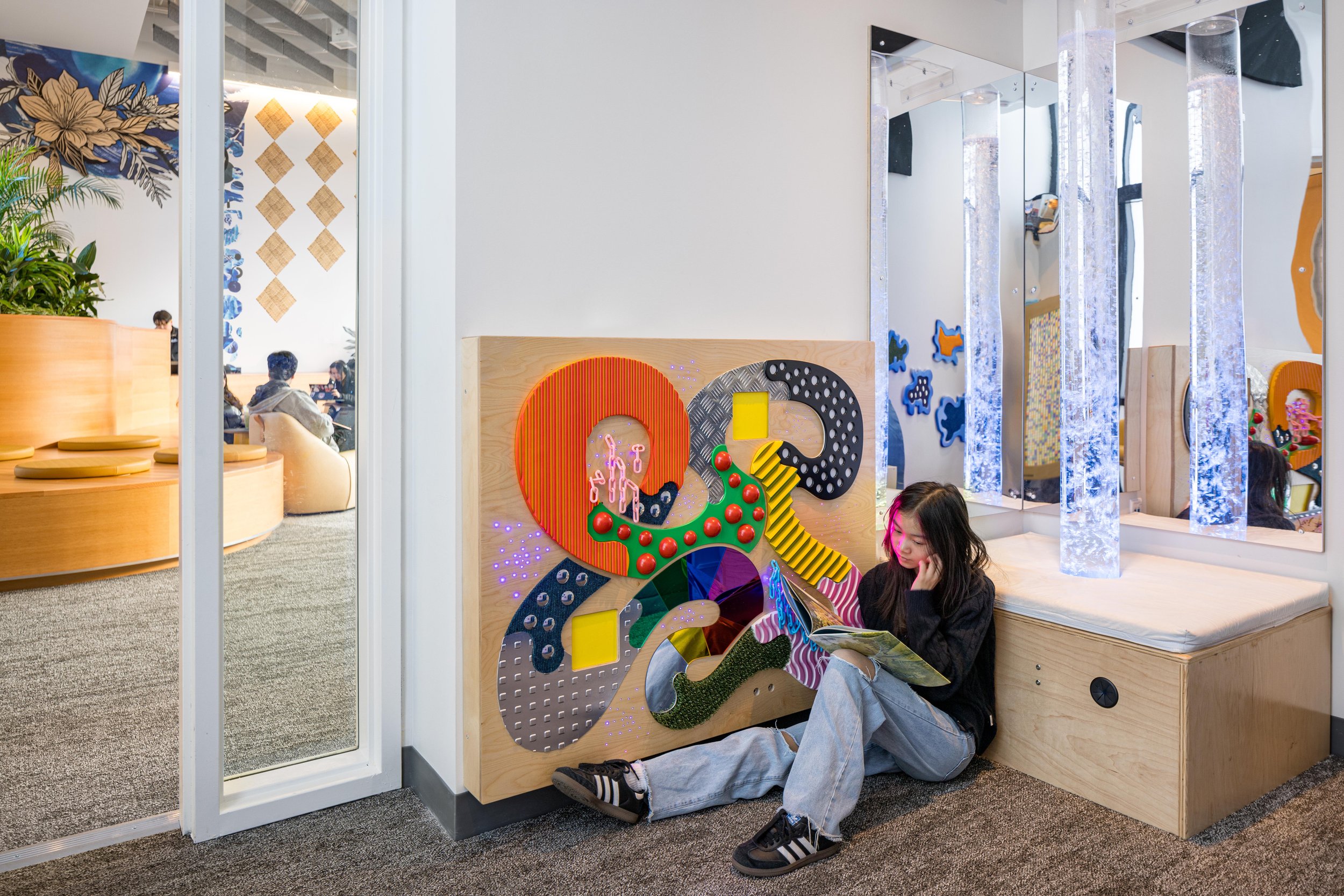 The library system's first sensory room for neurodivergent patrons who may desire quiet sensory space to stay regulated.
