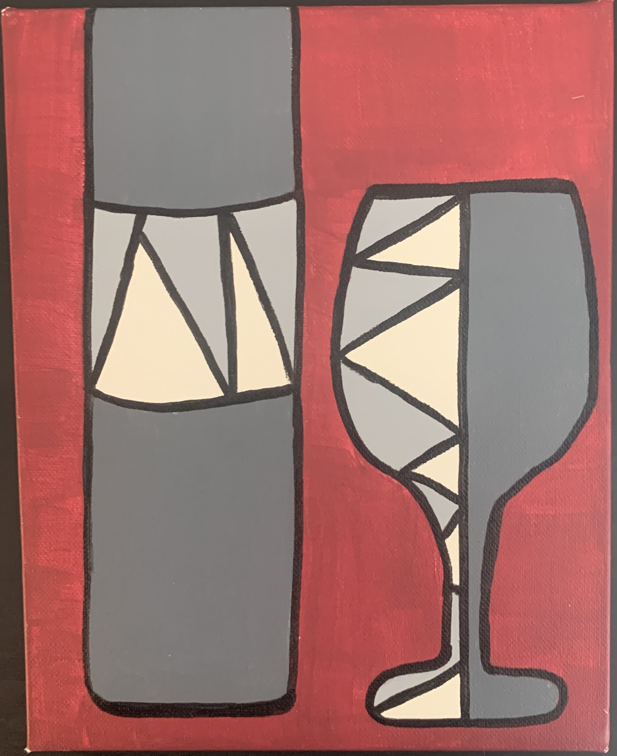 simple wine bottle and glass
