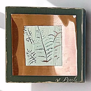 5x5 Carved Ferns in Lush Green