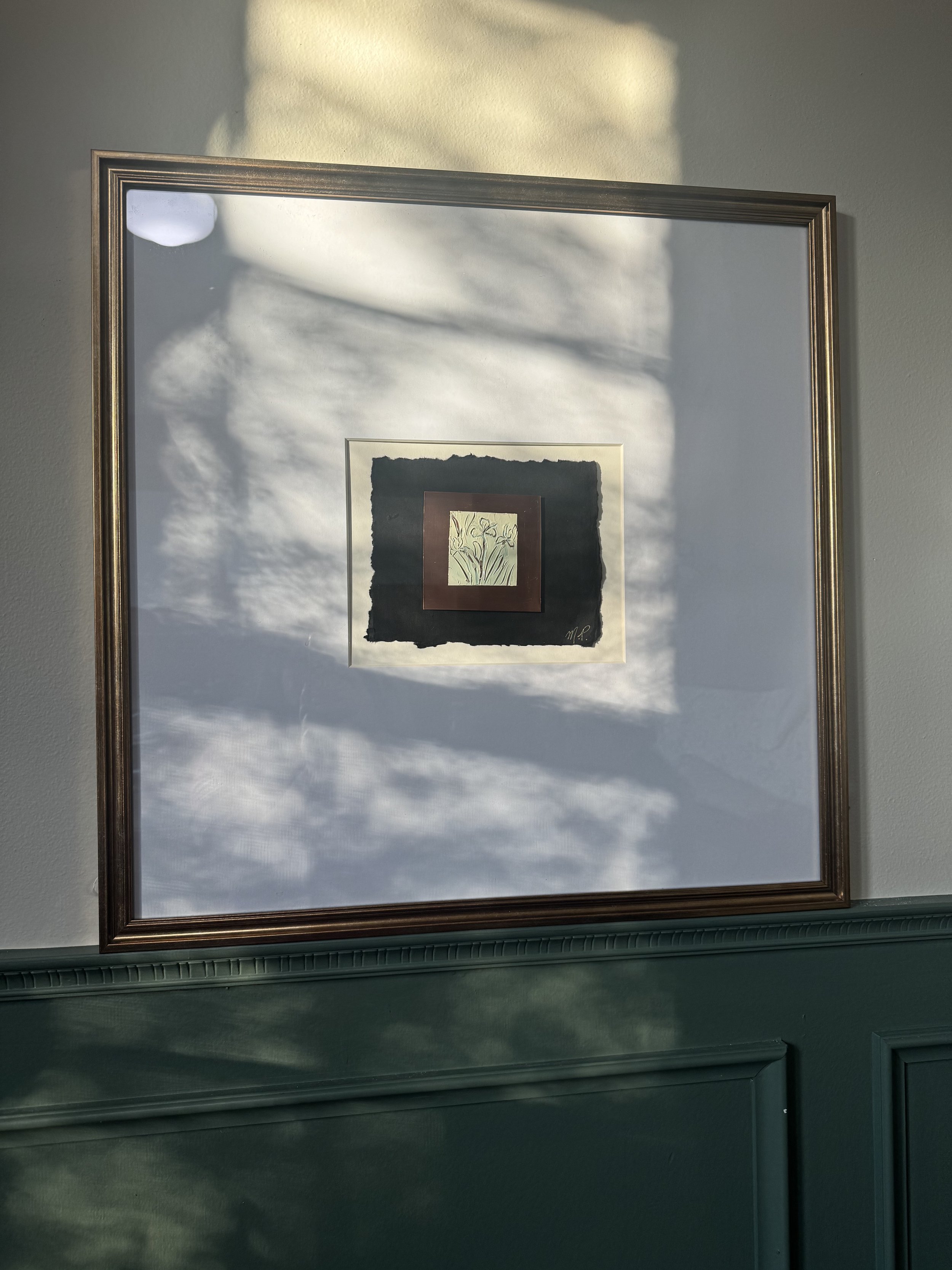Iris Framed Carved Botanical