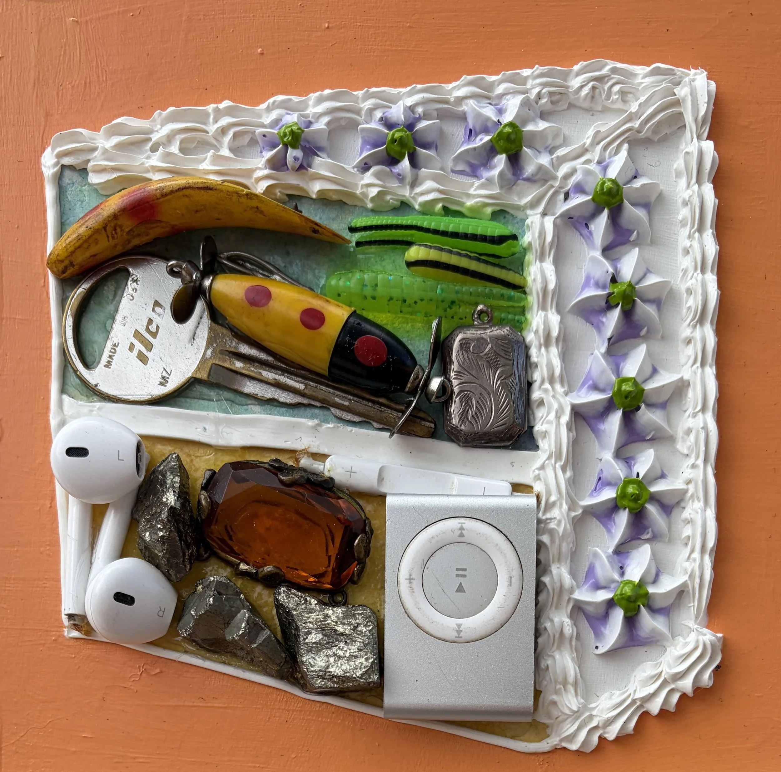 Fool's Gold (6"x6"x.75" mixed media on wood panel) $35