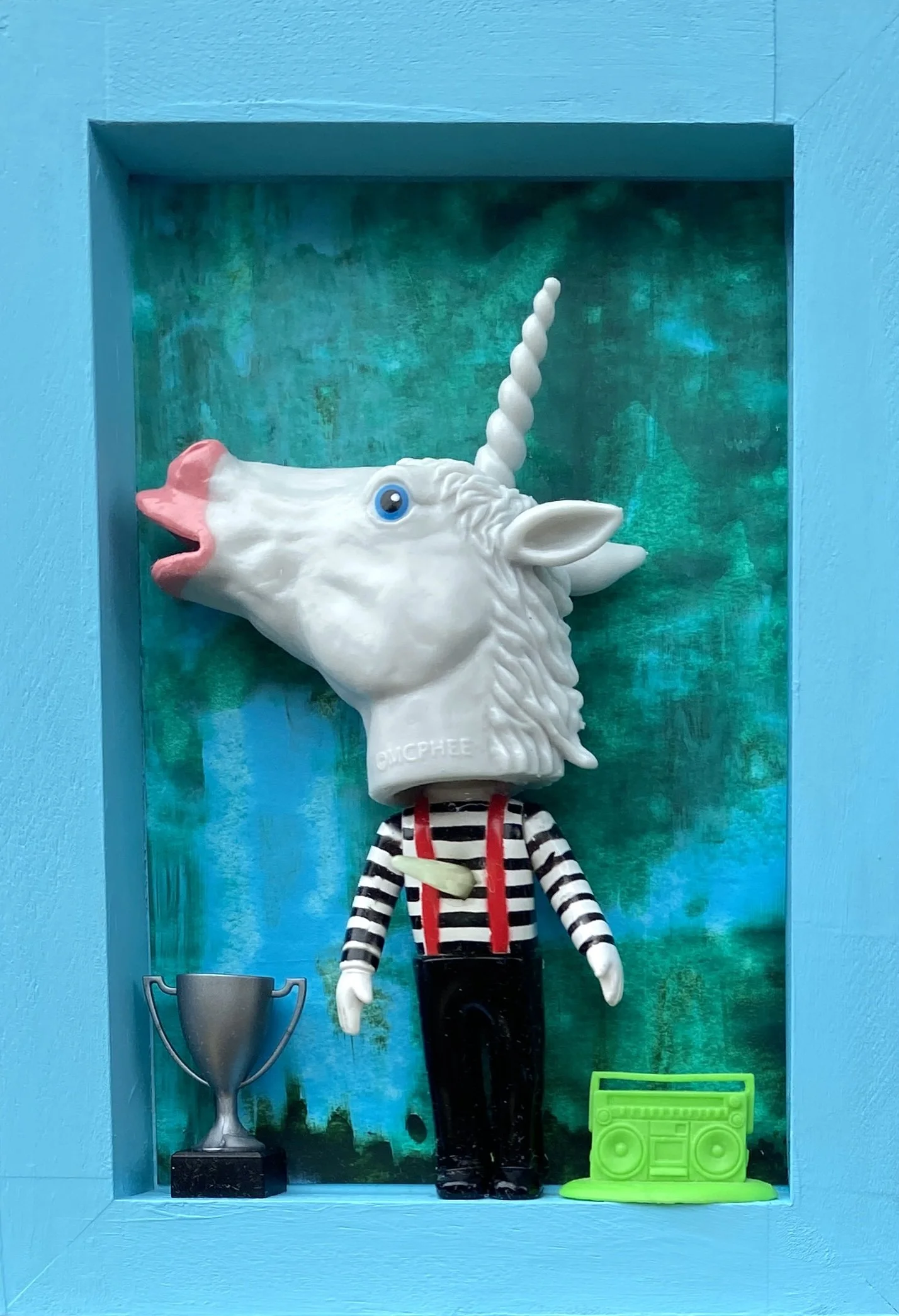 Mime Your Business, 2025 (5"x7") $30, acrylic paint & found objects