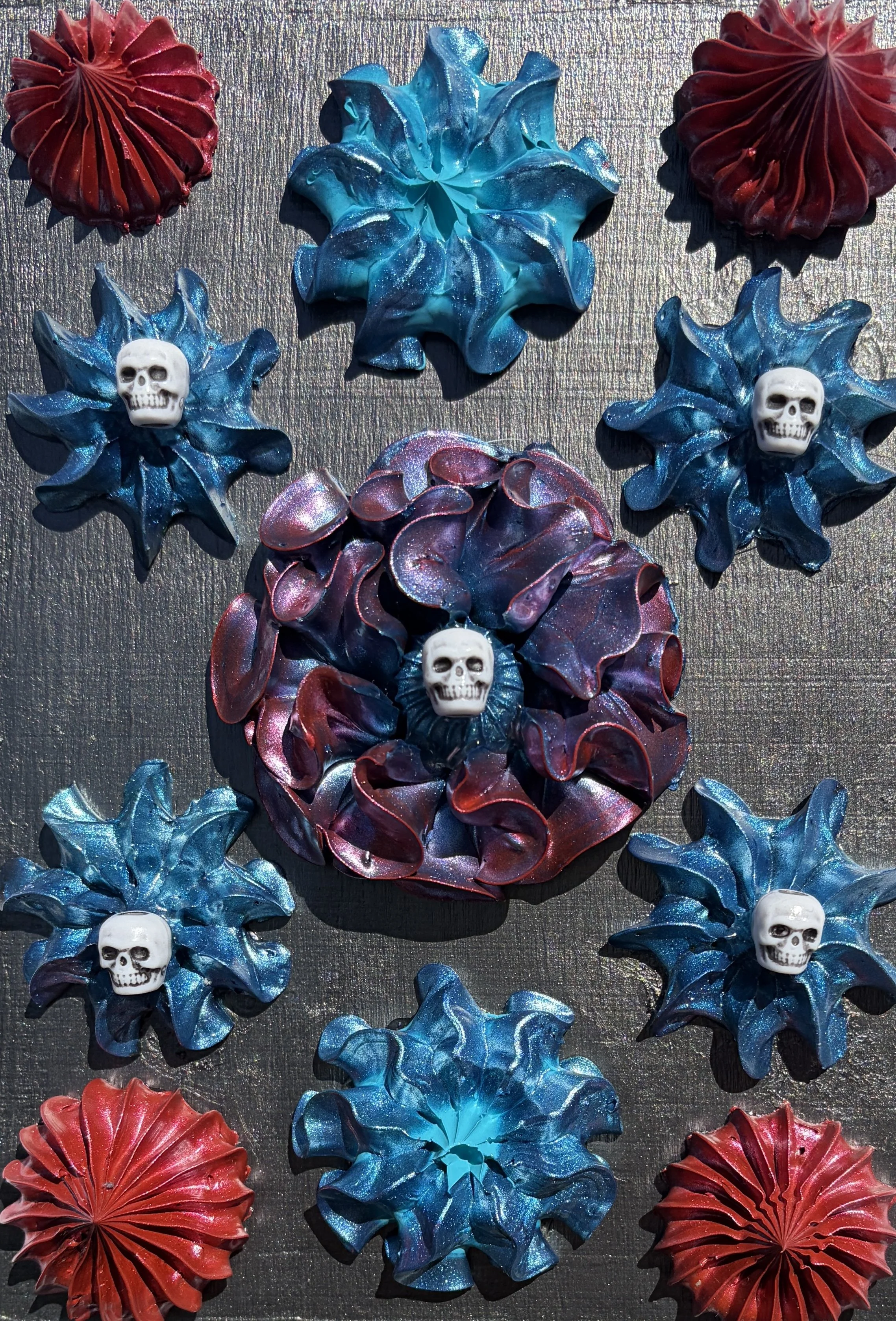 Skully 1 (5"x7"x.75" mixed media on wood panel) $25