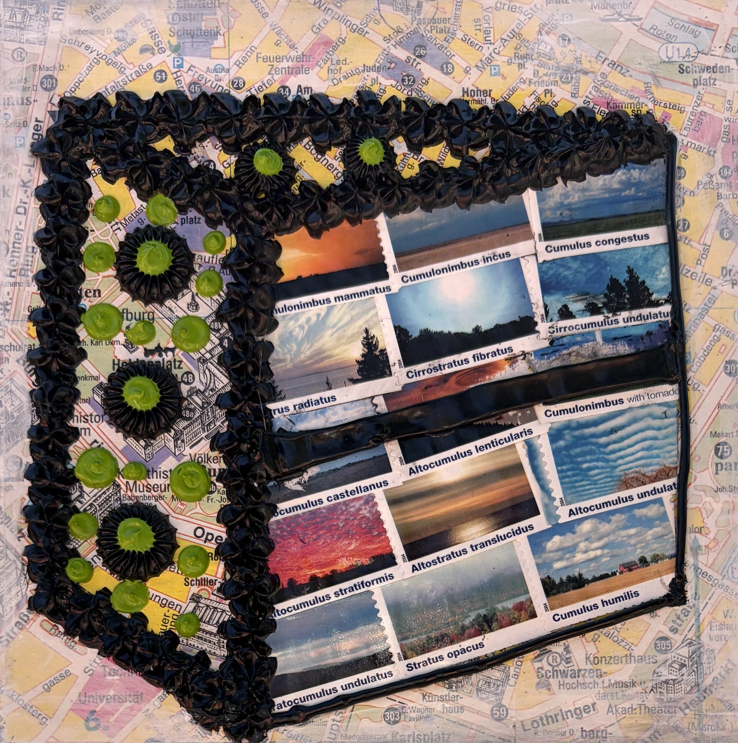 Cloudy Berlin (6"x6"x.75" mixed media on wood panel) $35