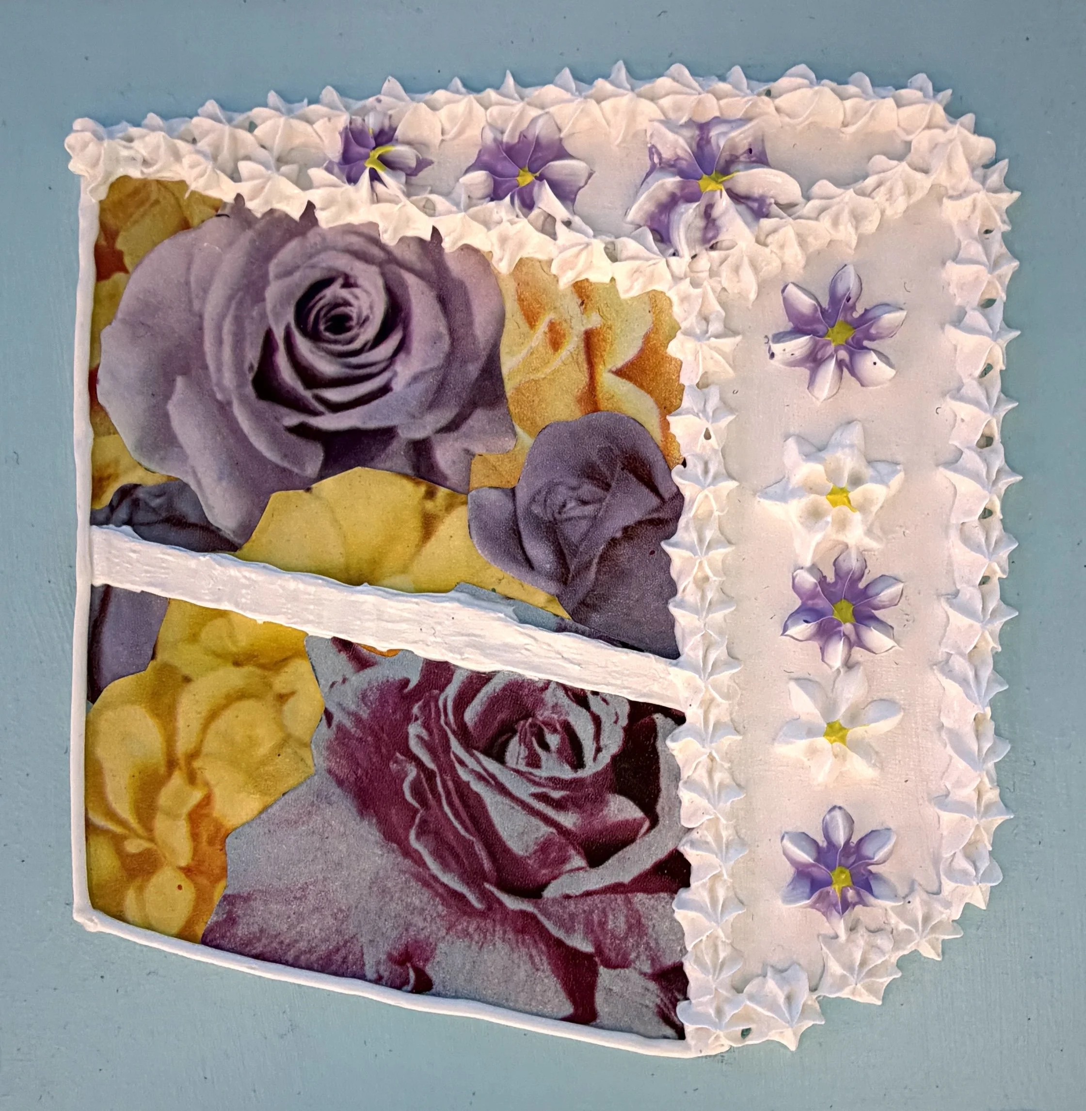 Flor-ish 2 (6"x6"x.75" mixed media on wood panel) $35