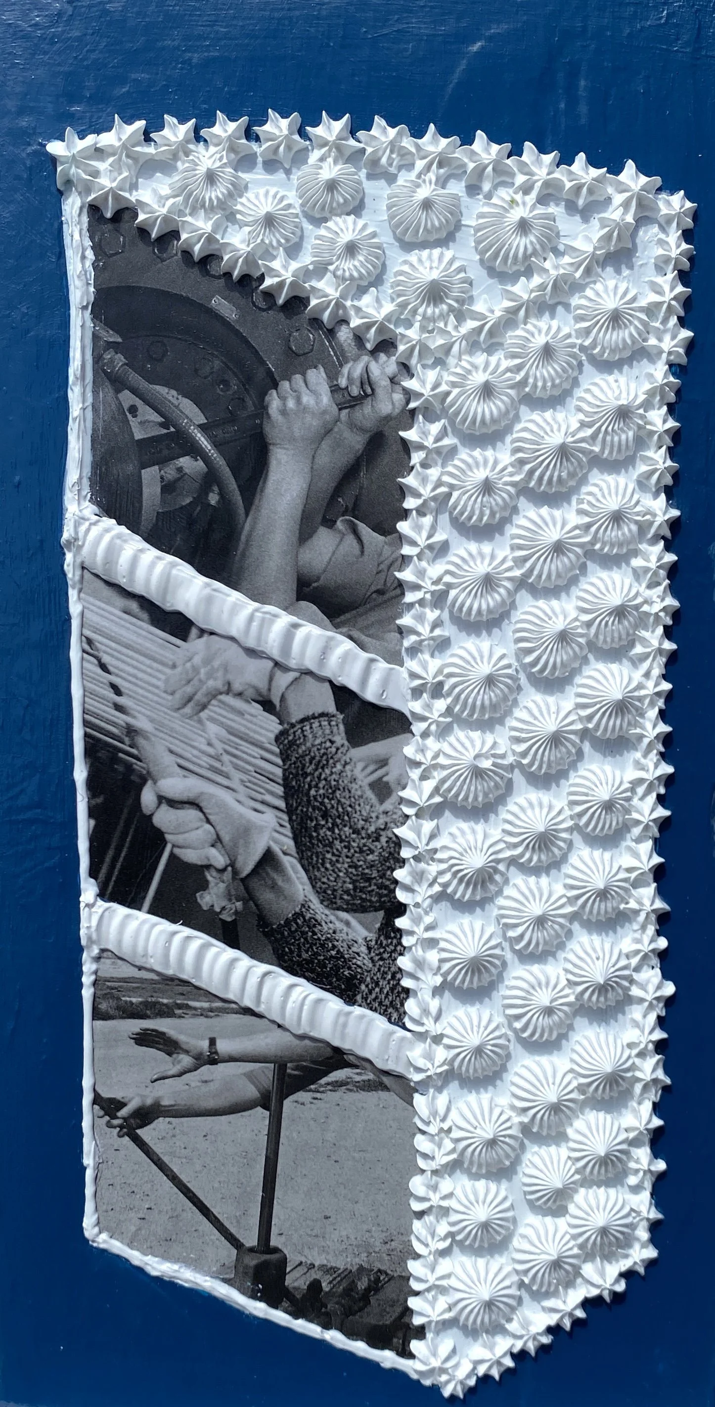 Women's Work 3 (6"x12" mixed media on wood panel) $40