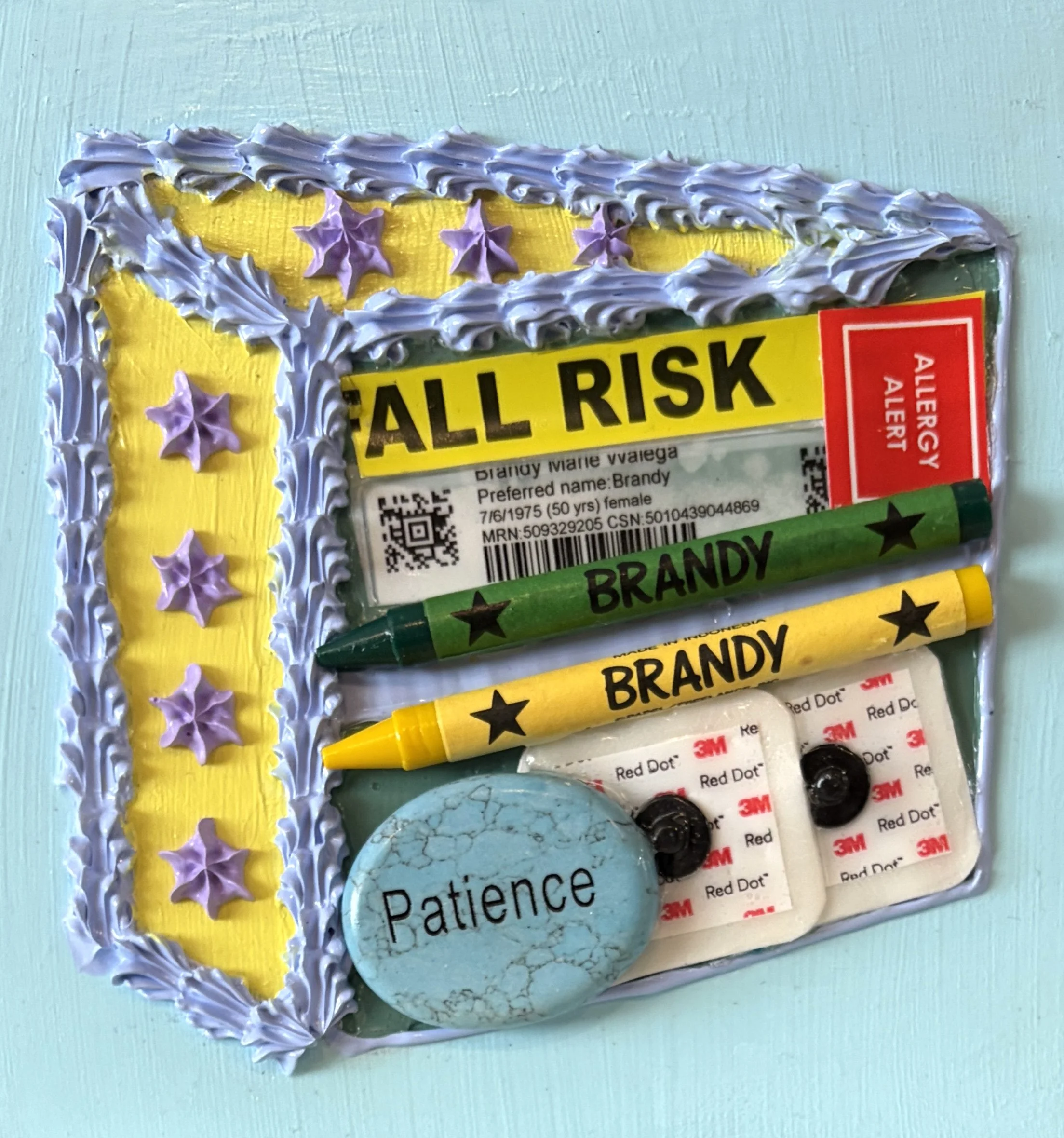 Patient Patience (6"x6"x1.5" mixed media on wood panel) $35