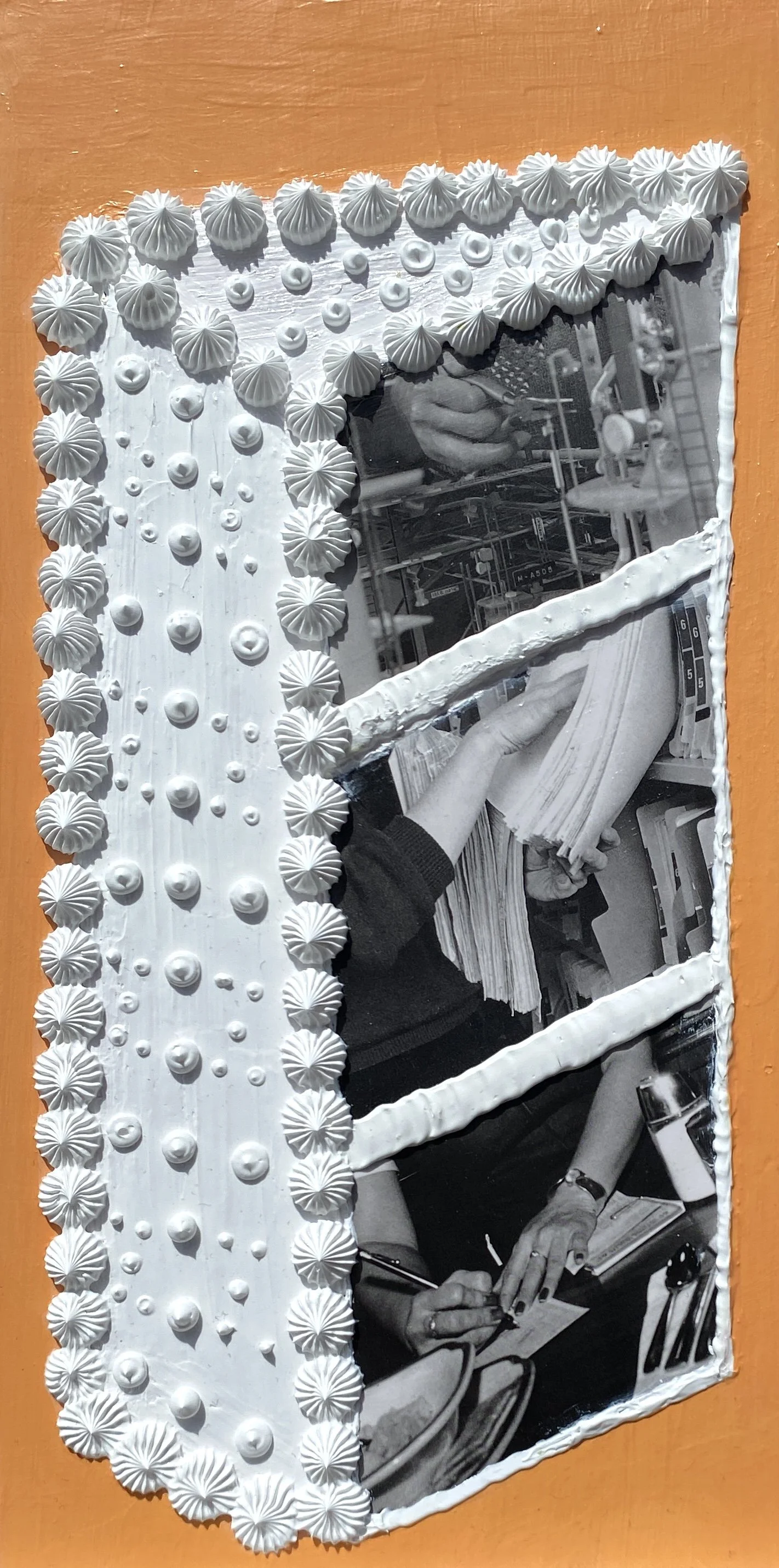 Women's Work 2 (6"x12" mixed media on wood panel) $40