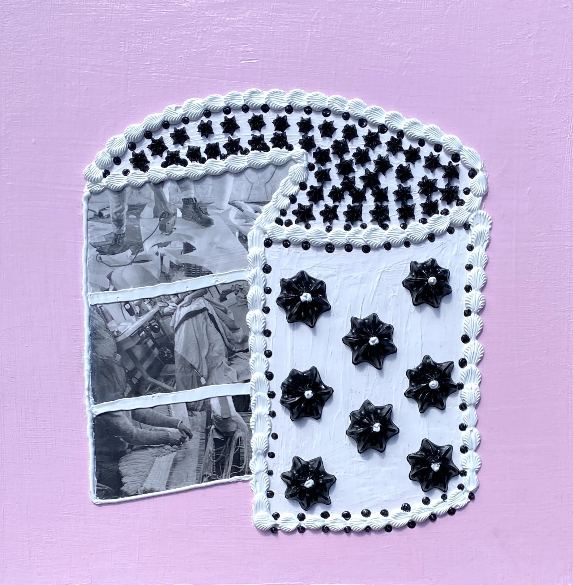 Women's Work 1 (12"x12"x2" mixed media on wood panel) $75