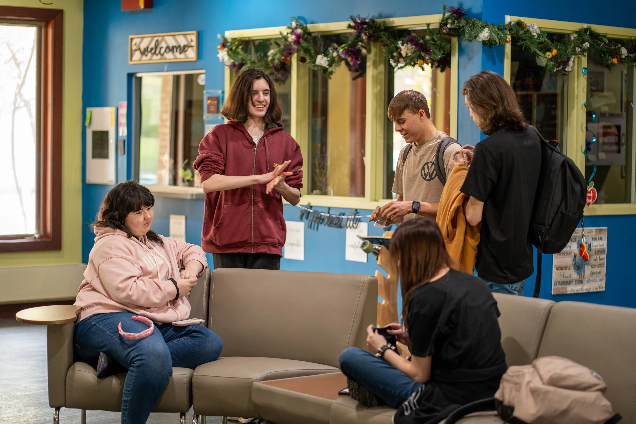 Group of five high schoolers studying in brighton michigan