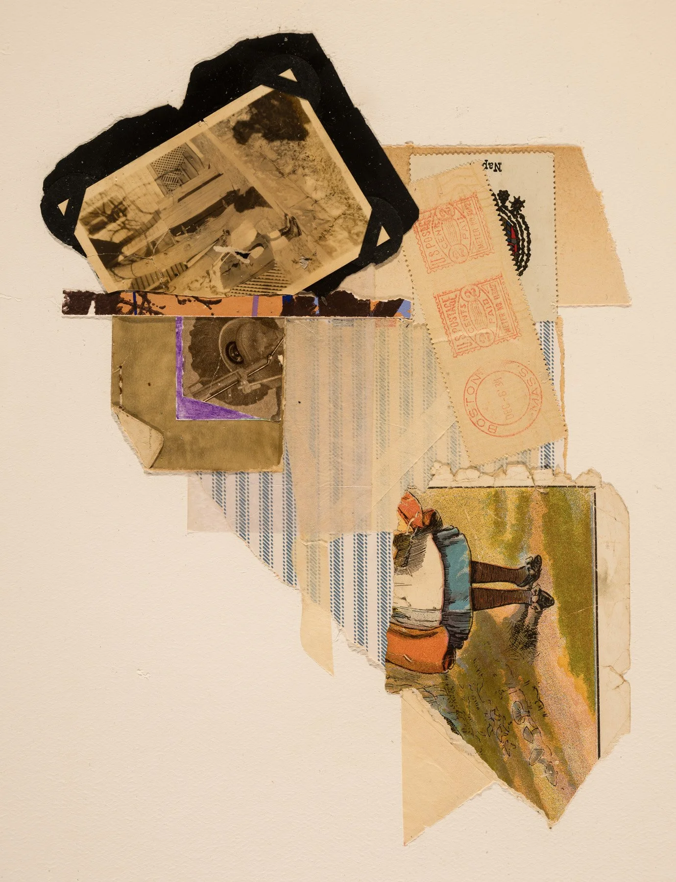 Red's feet, 2026, Collage with antique analog photograph on paper, Image Size: 10 x 7.25 inches, Paper size: 11.5 x 10 inches