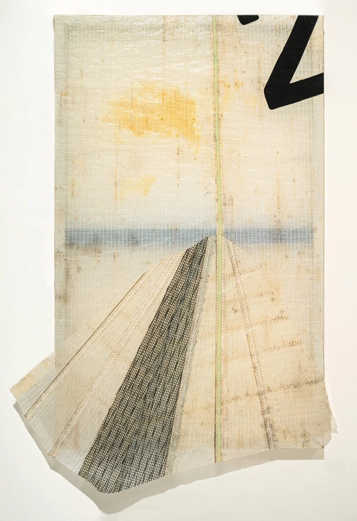 Somewhere out on that Horizon, 2025
acrylic, collage, composite sail material
48 x 33 inches