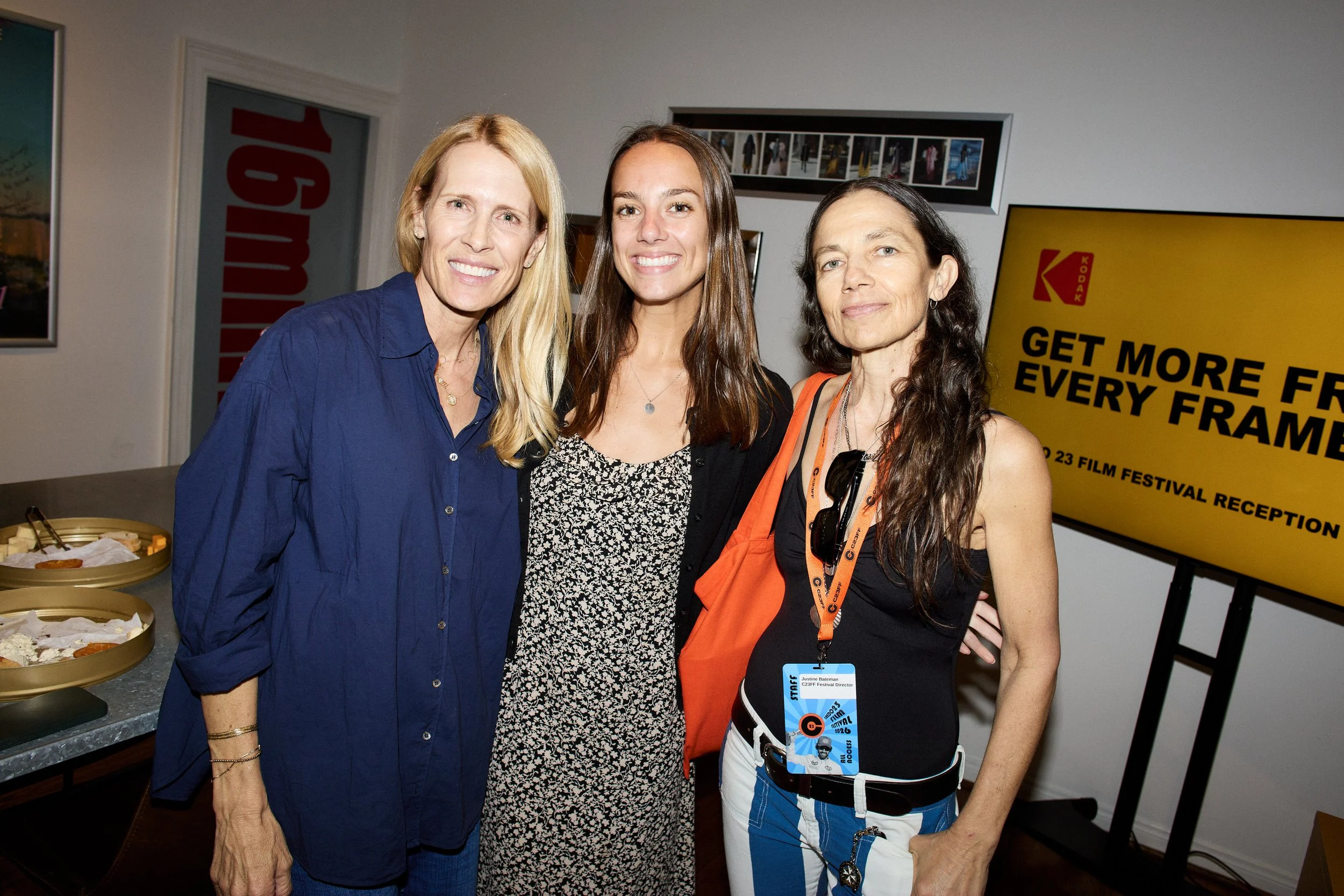 Kodak's Vanessa Bendetti and Lane Riddle with C23FF Founder Justine Bateman. (Photo by Steven Meiers Dominguez)