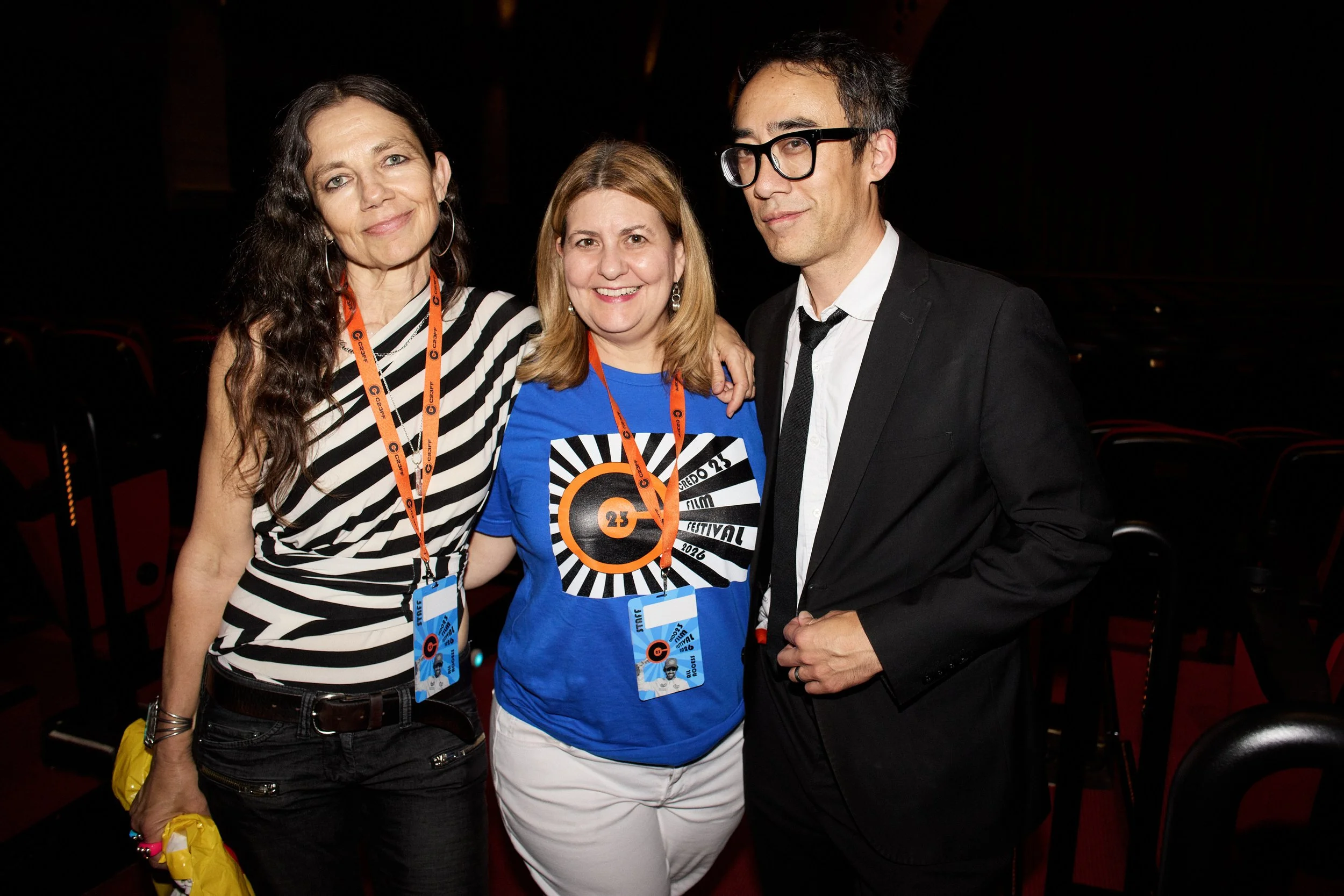 C23FF Founder and Festival Director Justine Bateman, C23FF House Manager Jacqueline Carlson, and C23FF Chief Programmer Mike Relm. (Photo by Steven Meiers Dominguez)