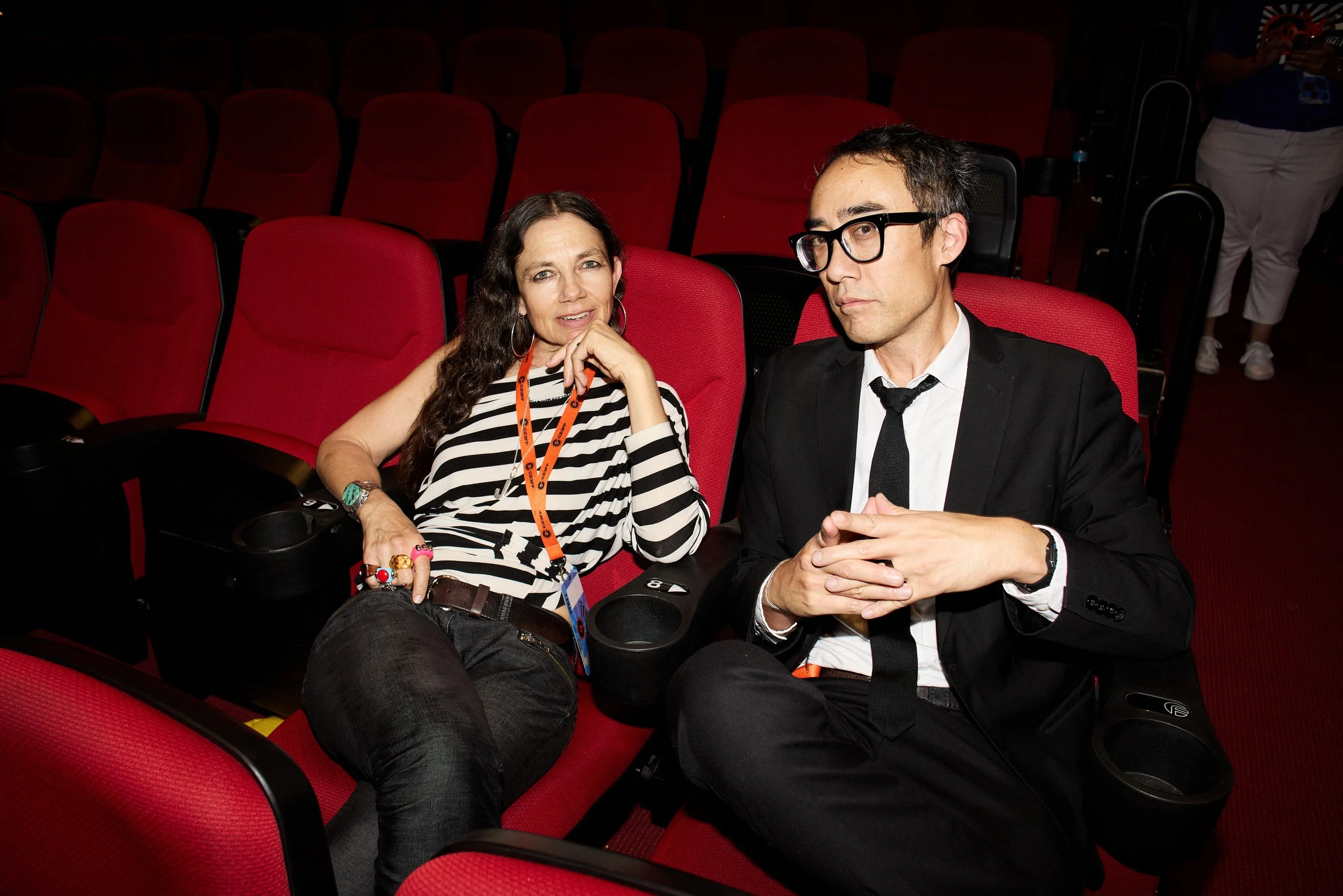 C23FF Founder and Festival Director Justine Bateman with C23FF Chief Programmer Mike Relm. (Photo by Steven Meiers Dominguez)