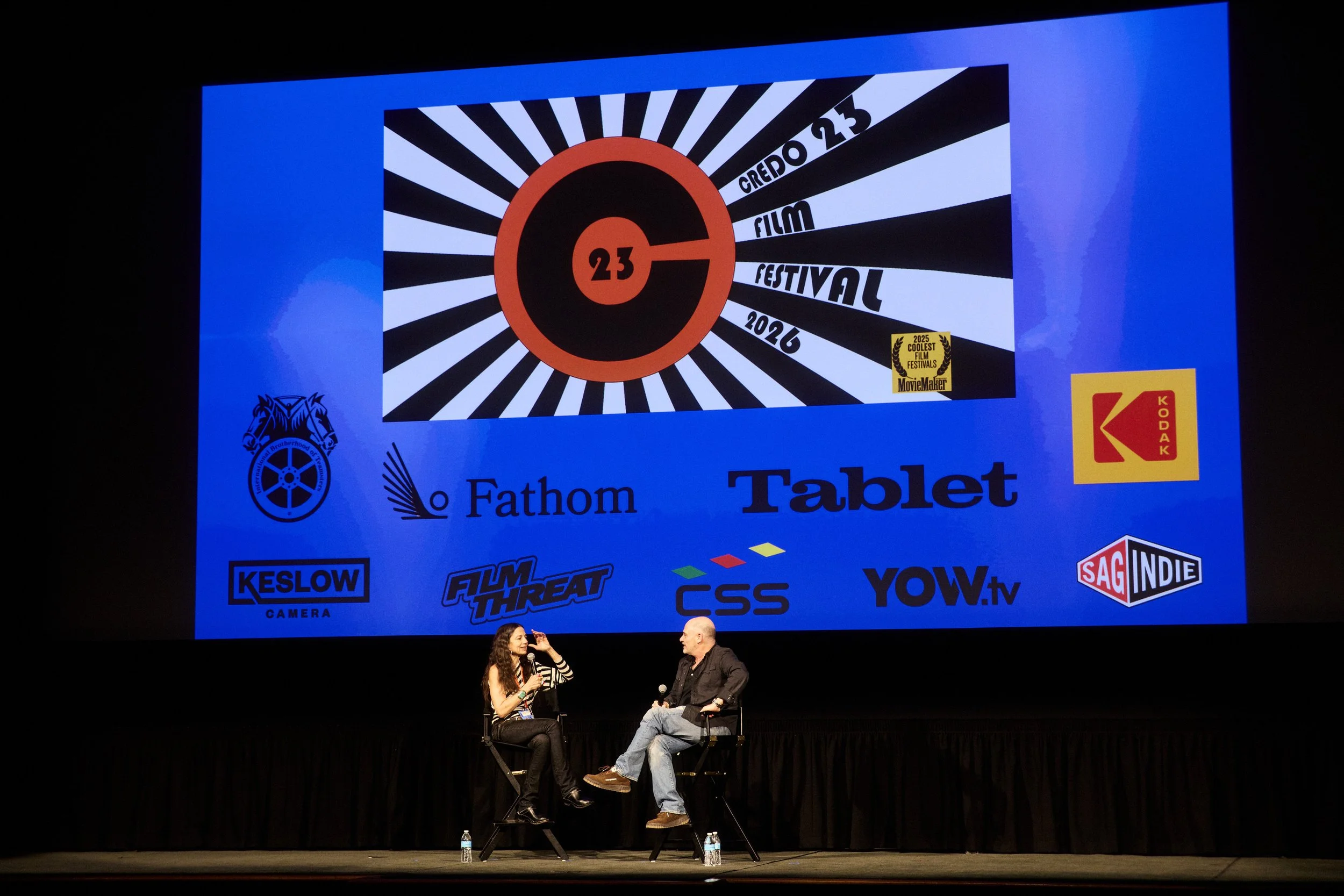 C23FF Founder Justine Bateman with writer, director, and showrunner Matthew Weiner. (Photo by Steven Meiers Dominguez)