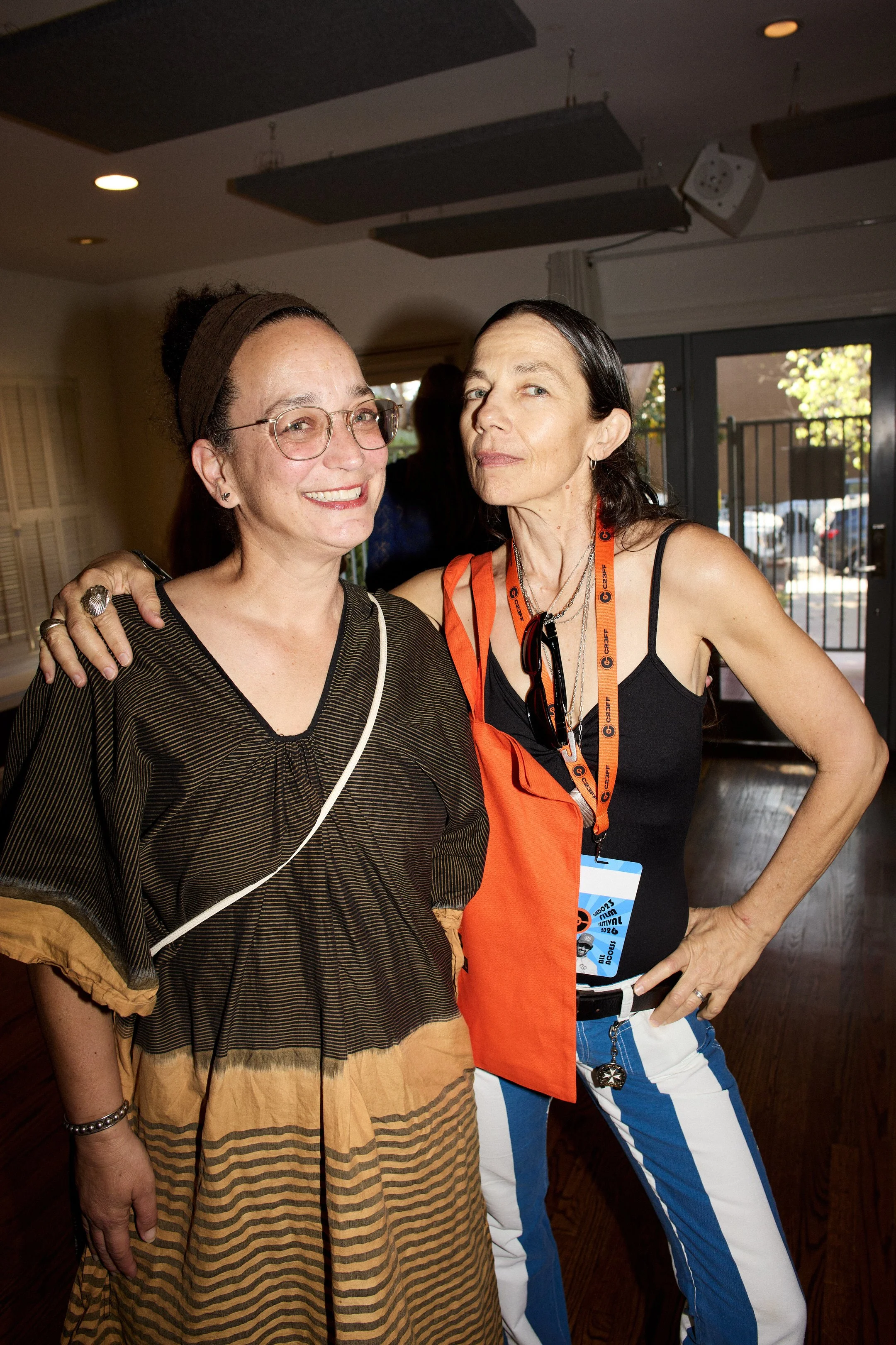 C23FF Merch/Pass Manager Nina Gregory with C23FF Founder Justine Bateman 