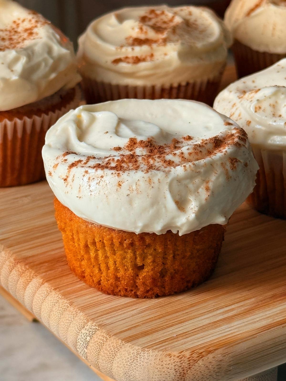 Pumpkin Spice Cupcakes with Maple-Cream Cheese Frosting