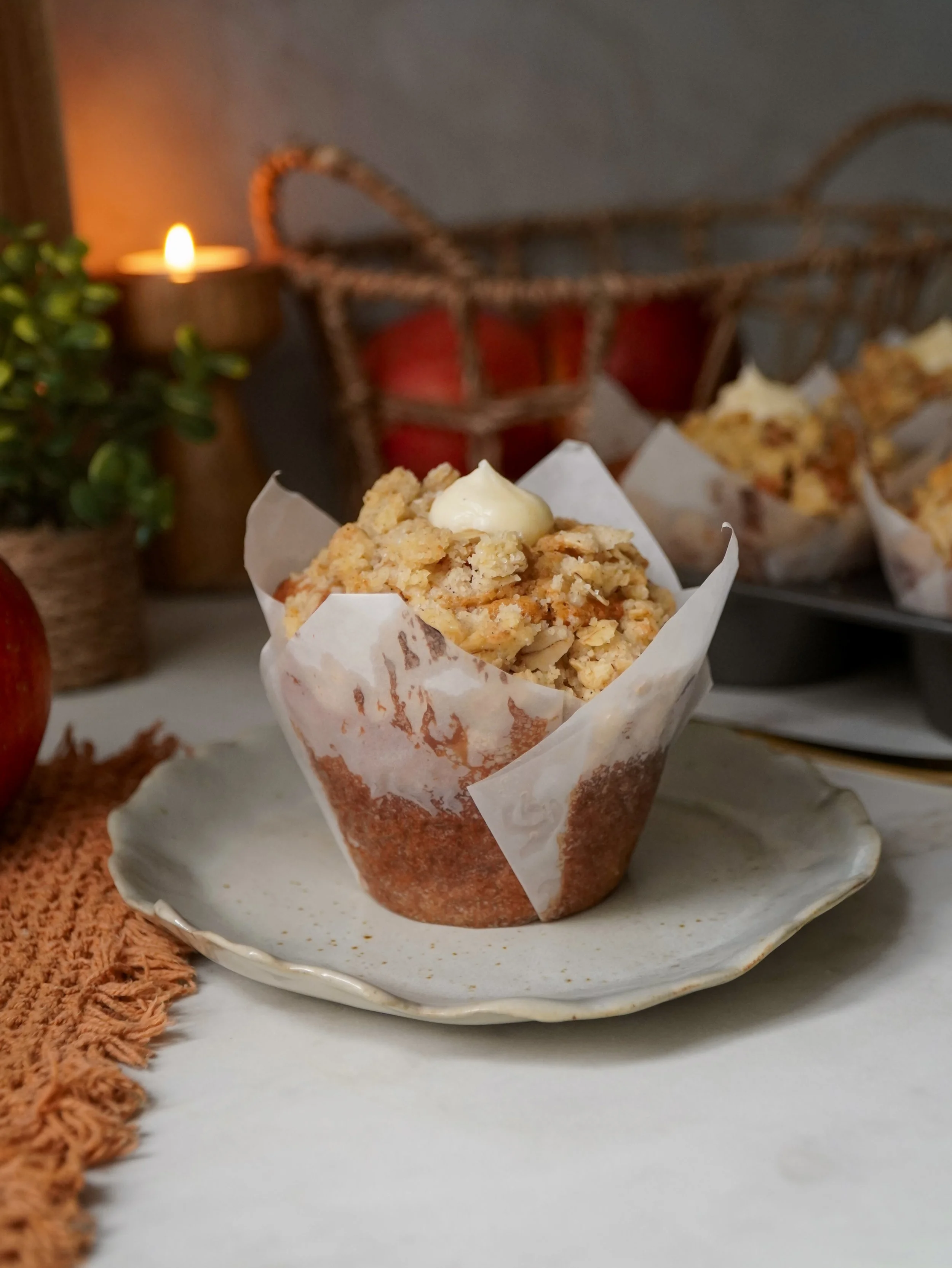 Apple Oatmeal Muffins with Cream Cheese Filling