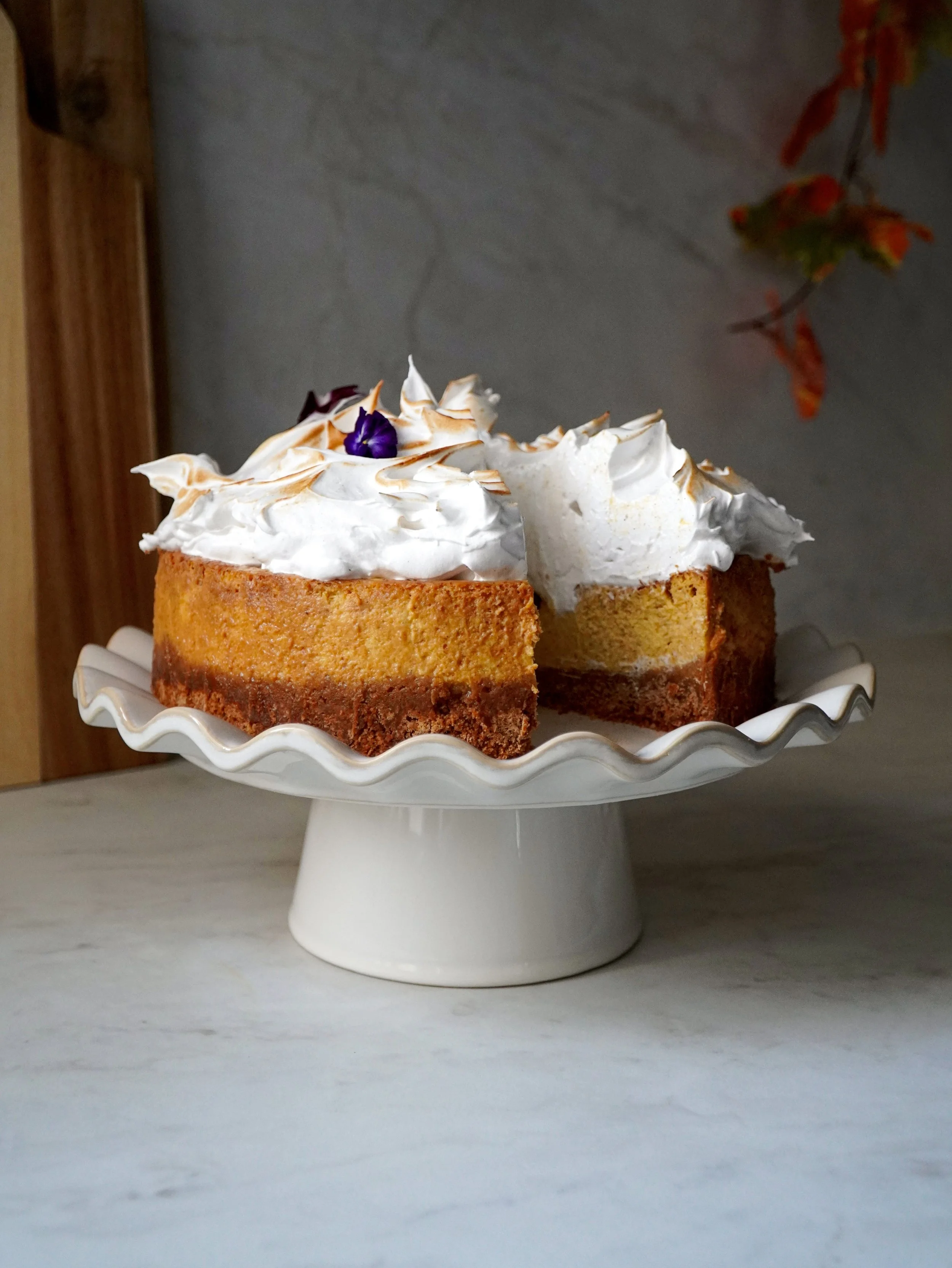 Pumpkin Spice Cheesecake with Italian Meringue
