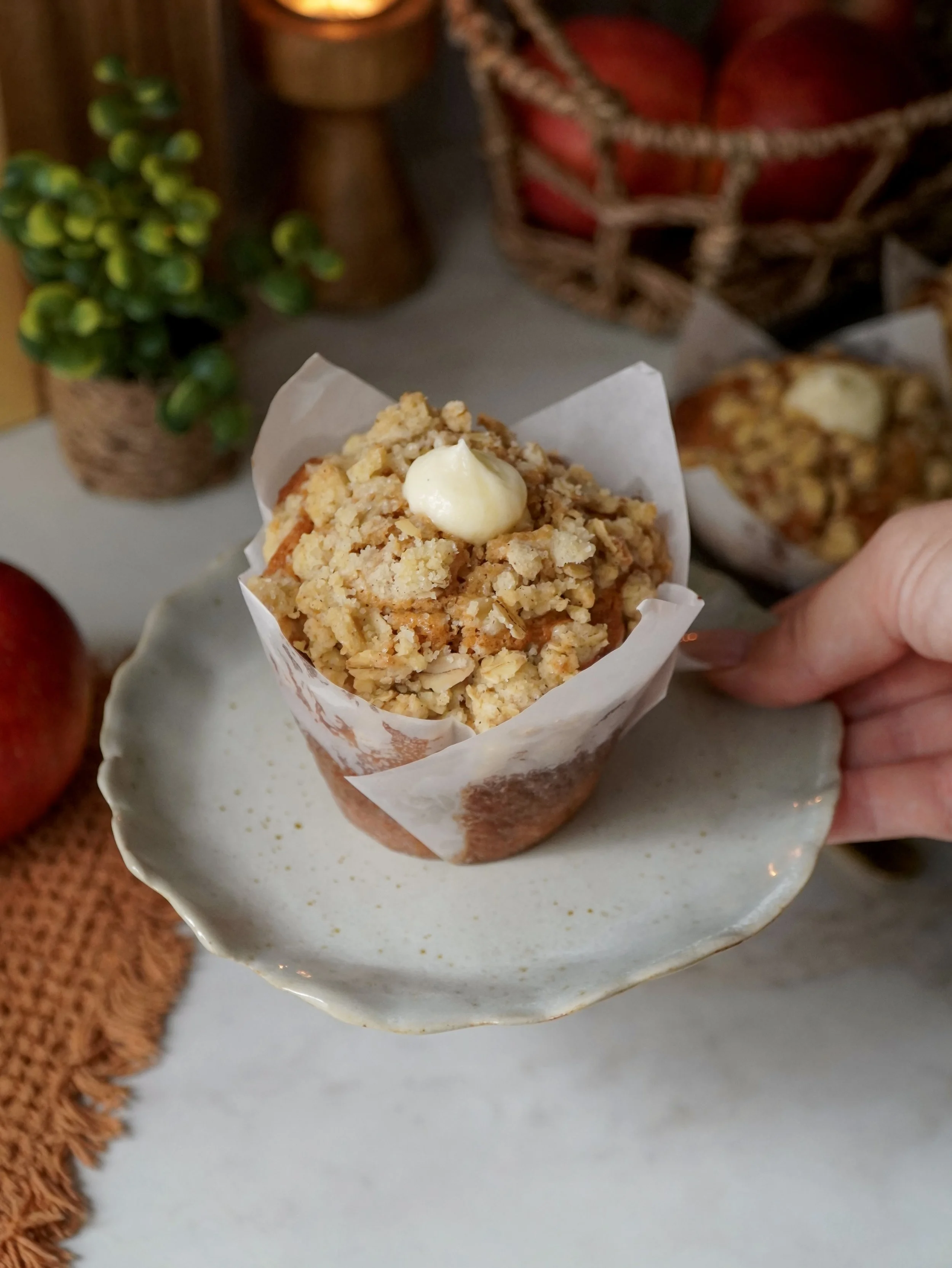 Apple Oatmeal Muffins with Cream Cheese Filling