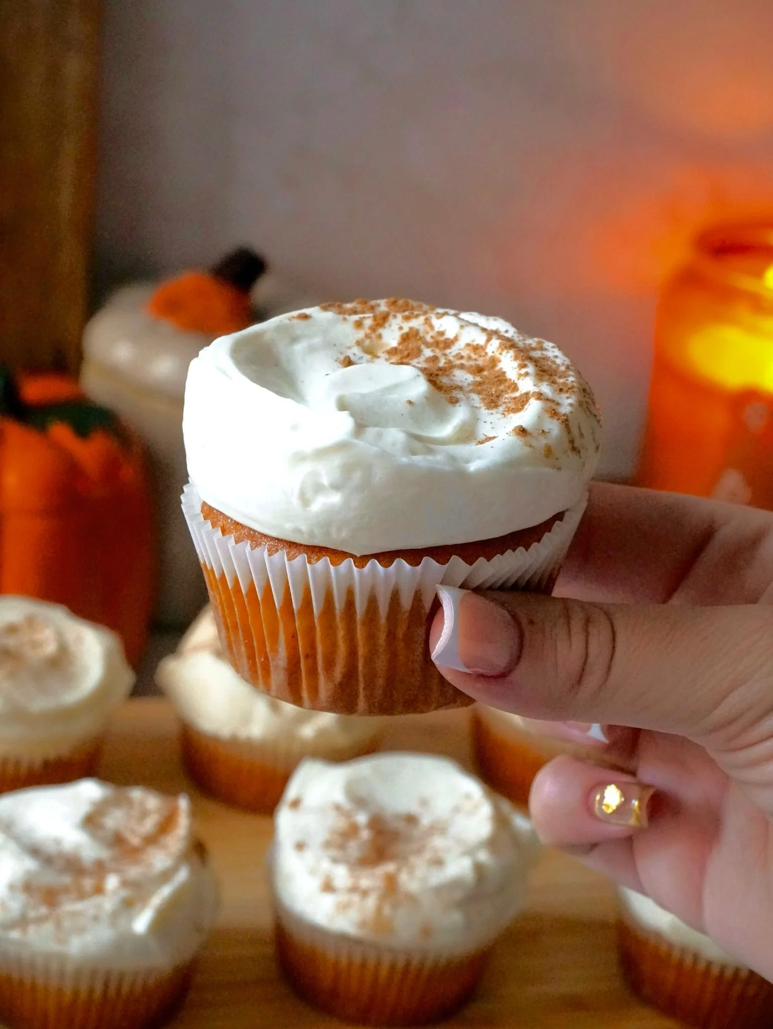 Pumpkin Spice Cupcakes with Maple-Cream Cheese Frosting