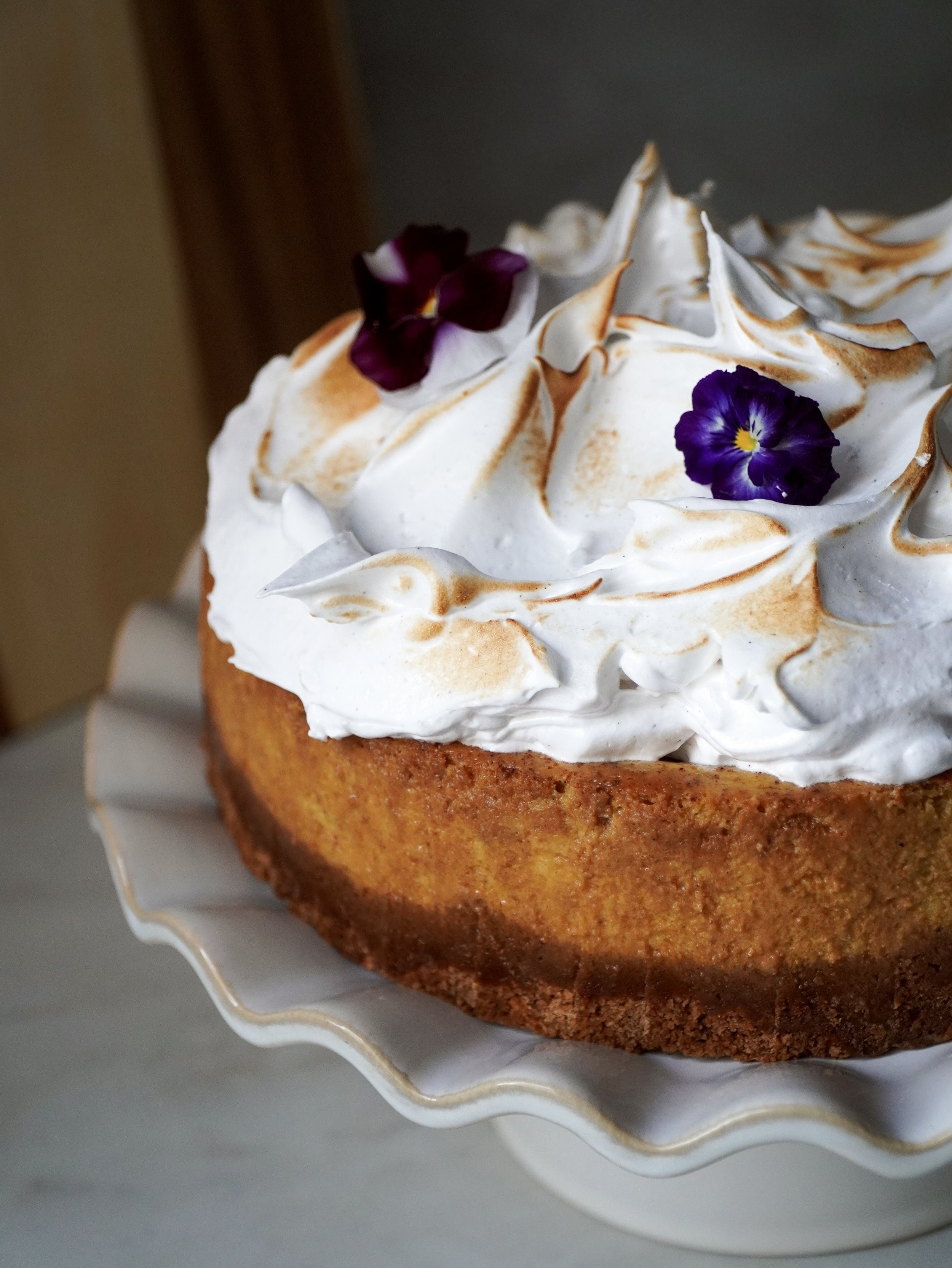 Pumpkin Spice Cheesecake with Italian Meringue