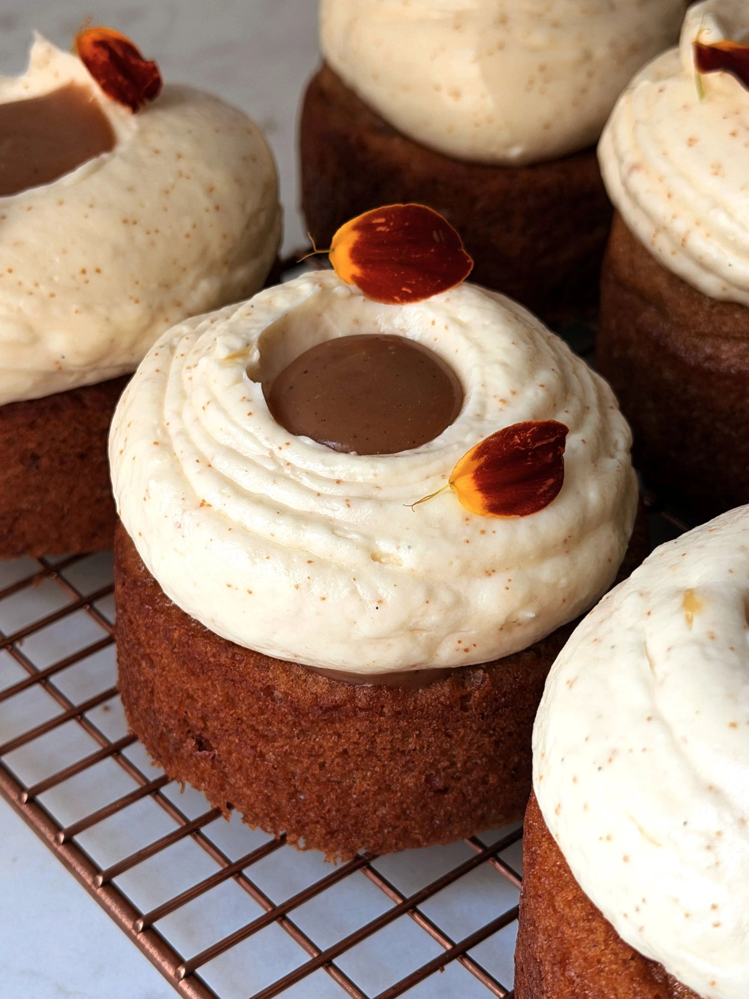 Salted Caramel Mini Carrot Cakes with Brown Butter Cream Cheese Frosting