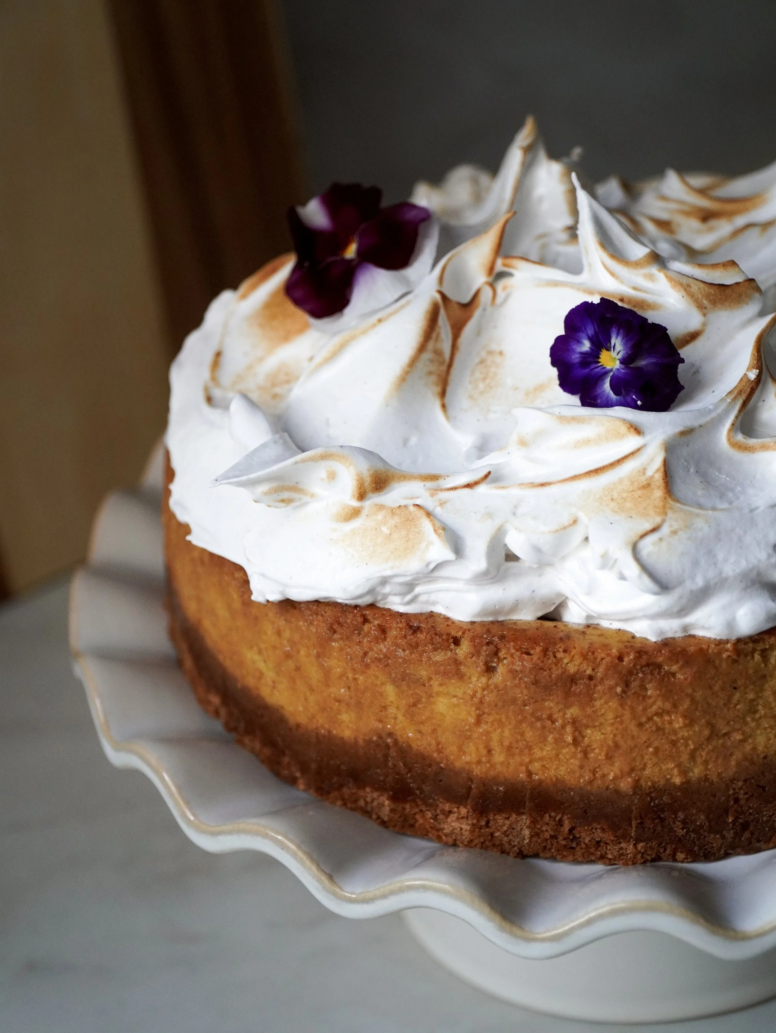 Pumpkin Spice Cheesecake with Italian Meringue