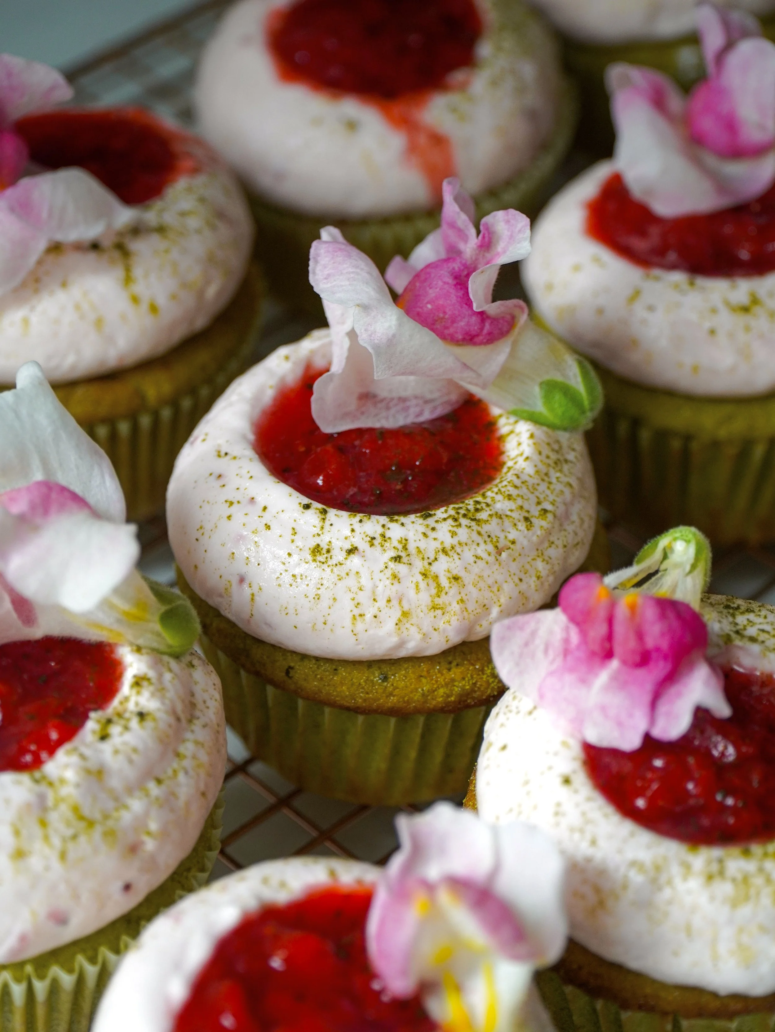 Strawberry Matcha Cupcakes