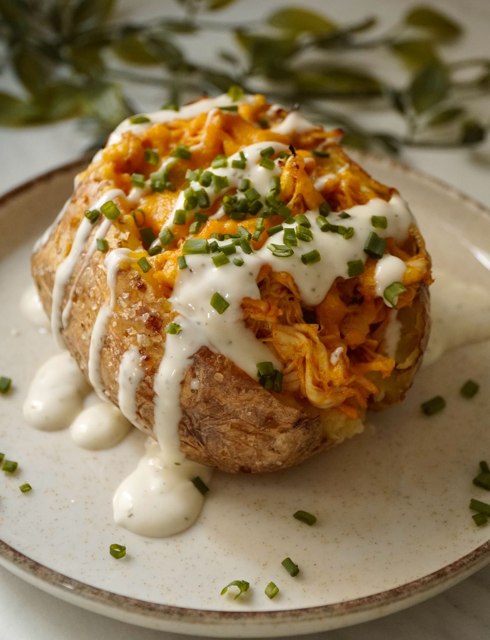 Buffalo Chicken Baked Potatoes