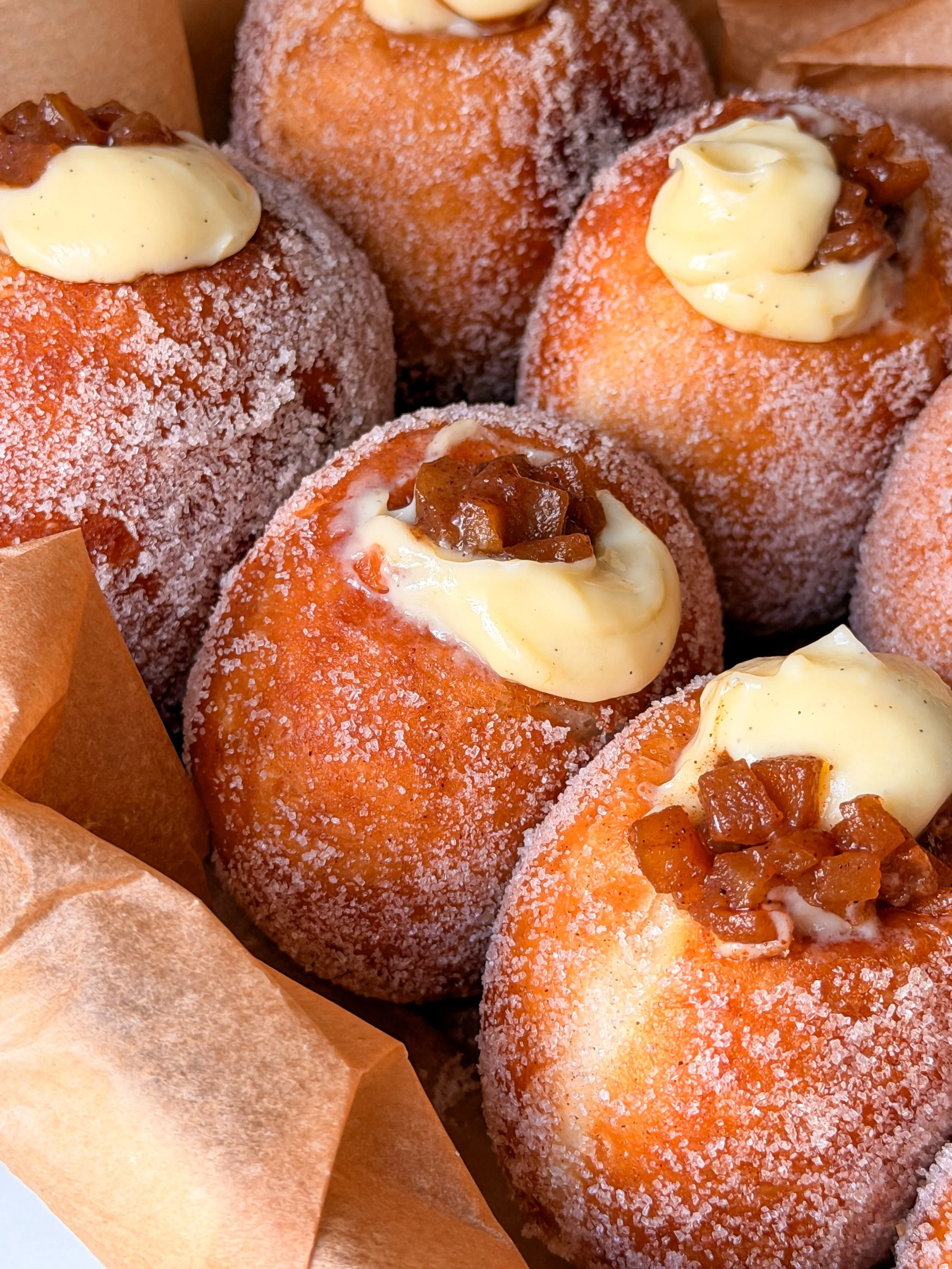 Caramelized Apple and Vanilla Cream Filled Donuts