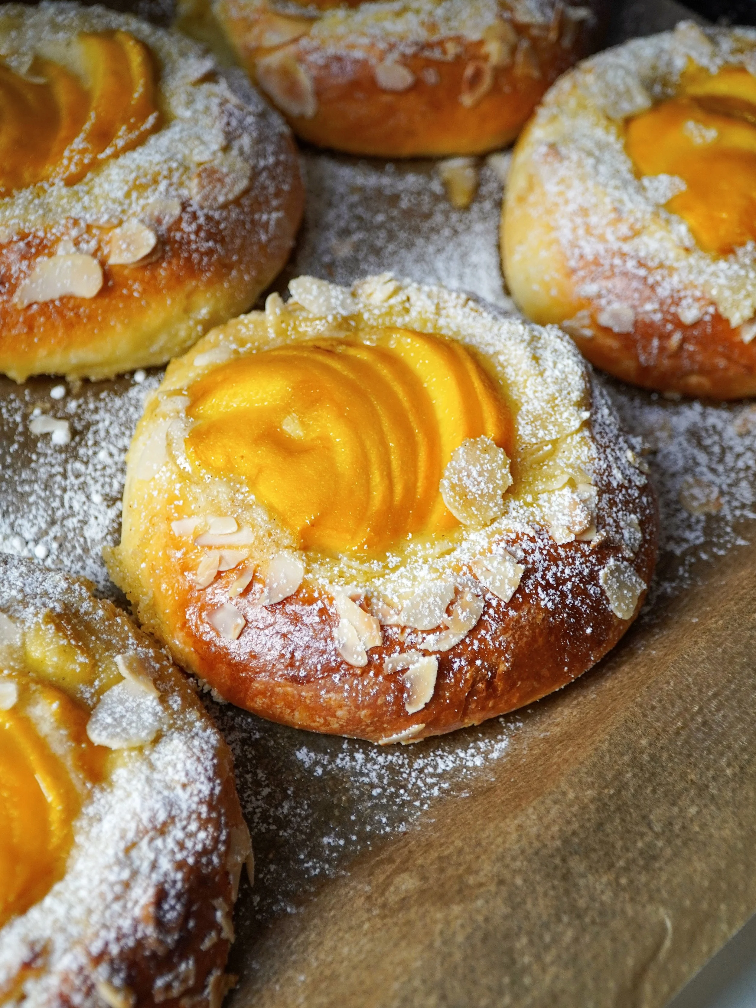 Almond Frangipane and Peach Brioche Buns