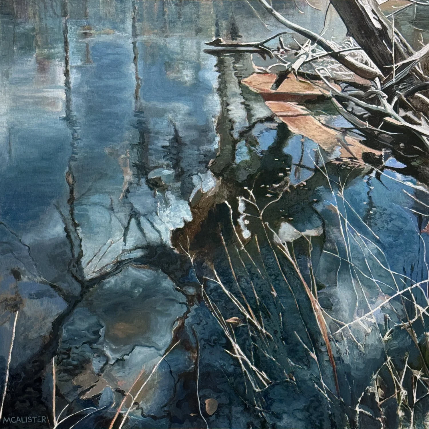 BLACKWATER TANGLE, ACRYLIC ON LINEN, 36' x 36'