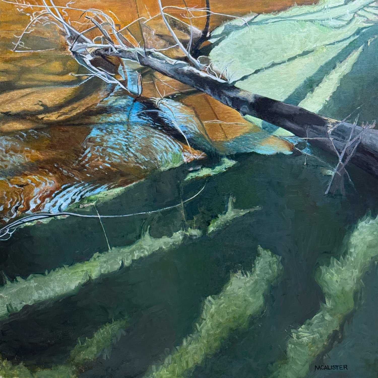 TANNIN, ACRYLIC ON LINEN, 36" X 36"