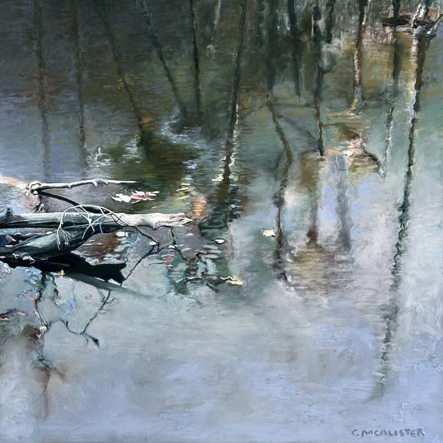Black Water River II, pastel on Pastelmat, 19" X 19"