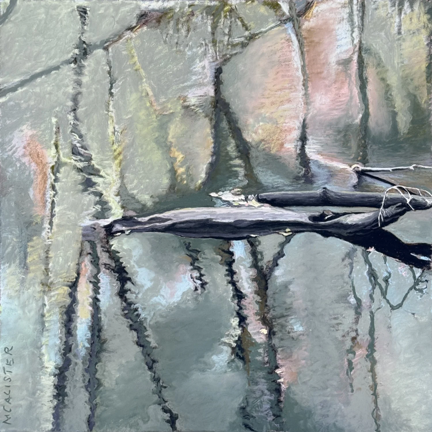 Black Water River III, pastel on Pastelmat, 19" X 19"