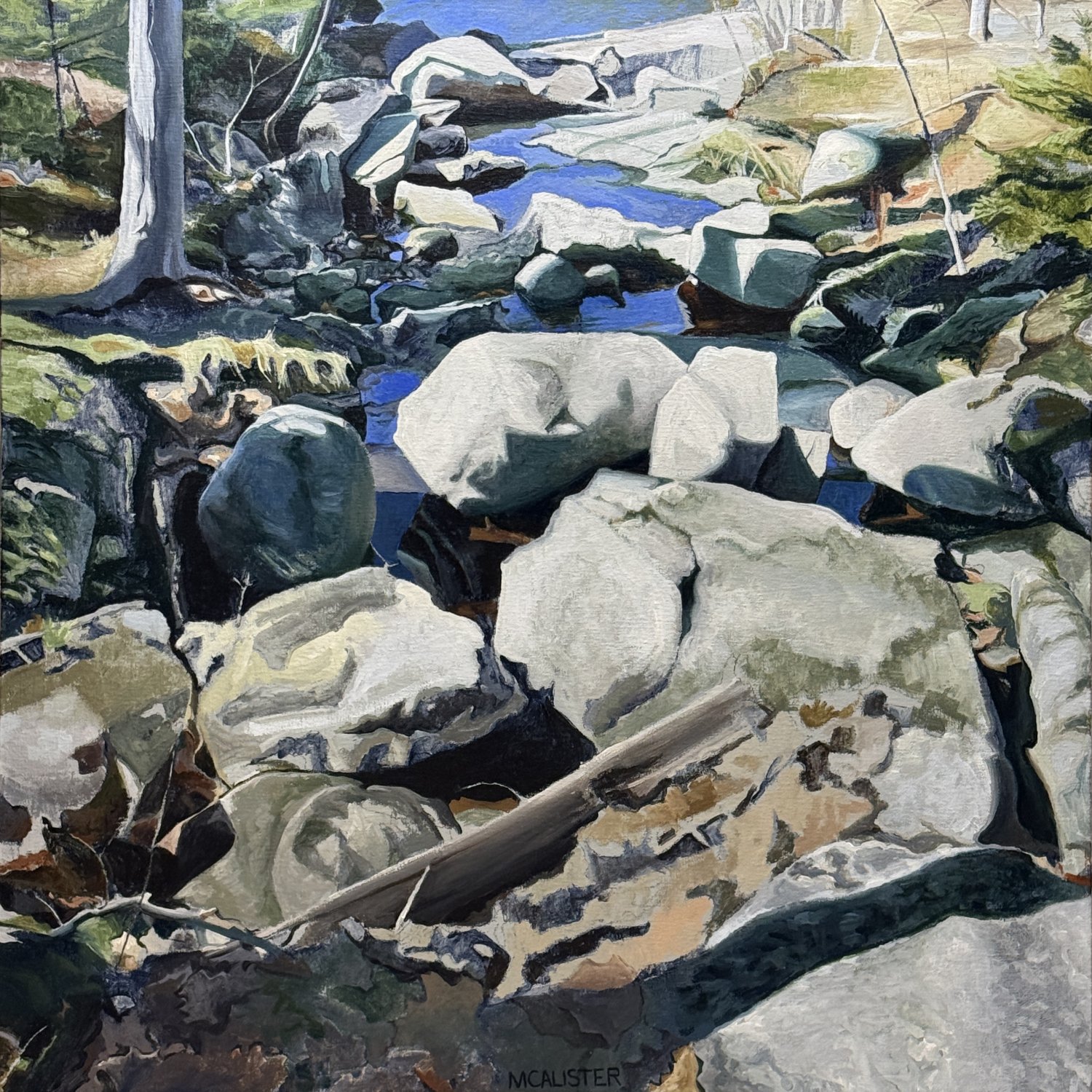 GOOSE RIVER RUN, ACRYLIC ON LINEN, 36" X 36"
