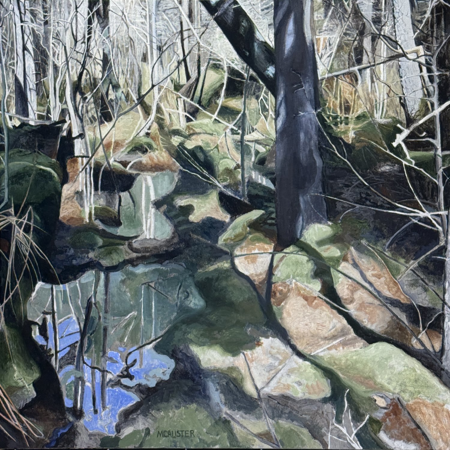 VERNAL POOL, ACRYLIC ON LINEN, 36" X 36"