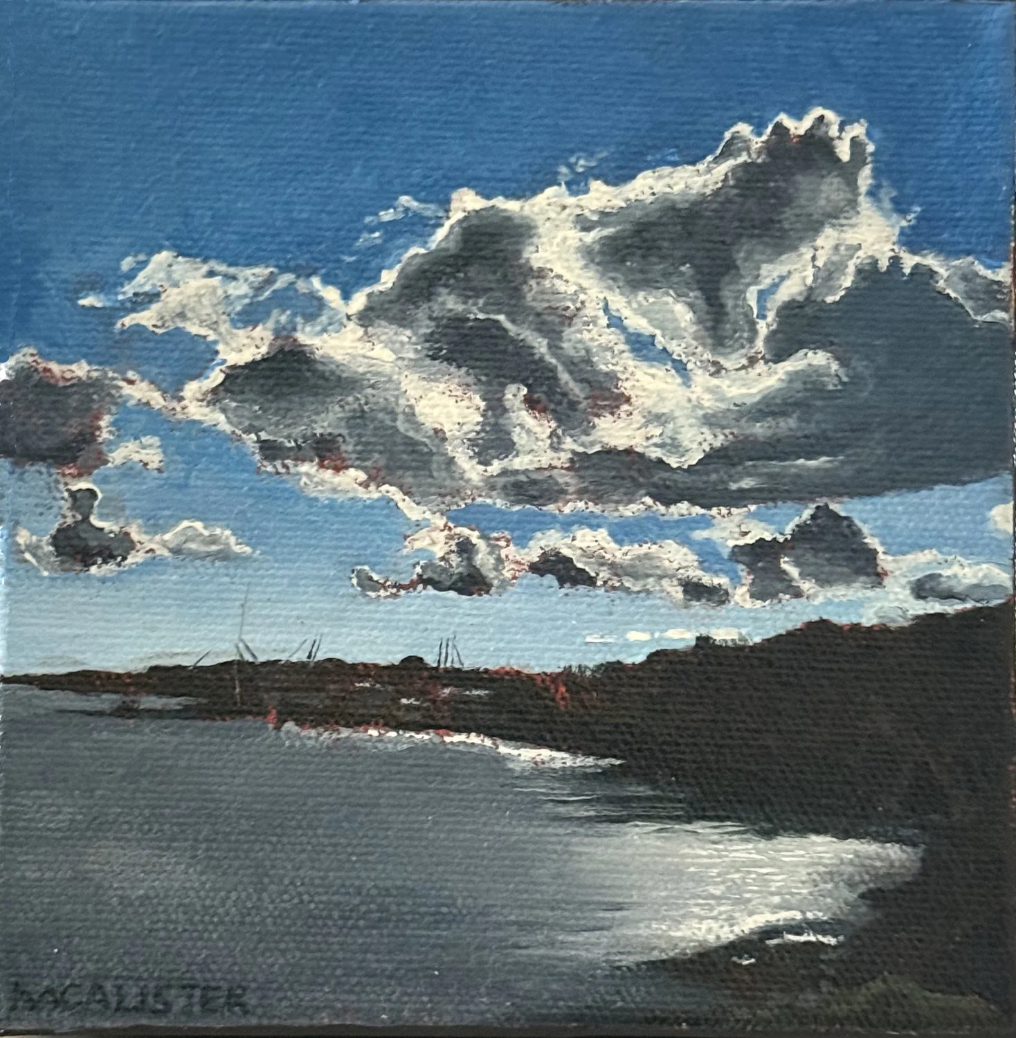 Rockland Harbor, 5" x 5", acrylic on canvas