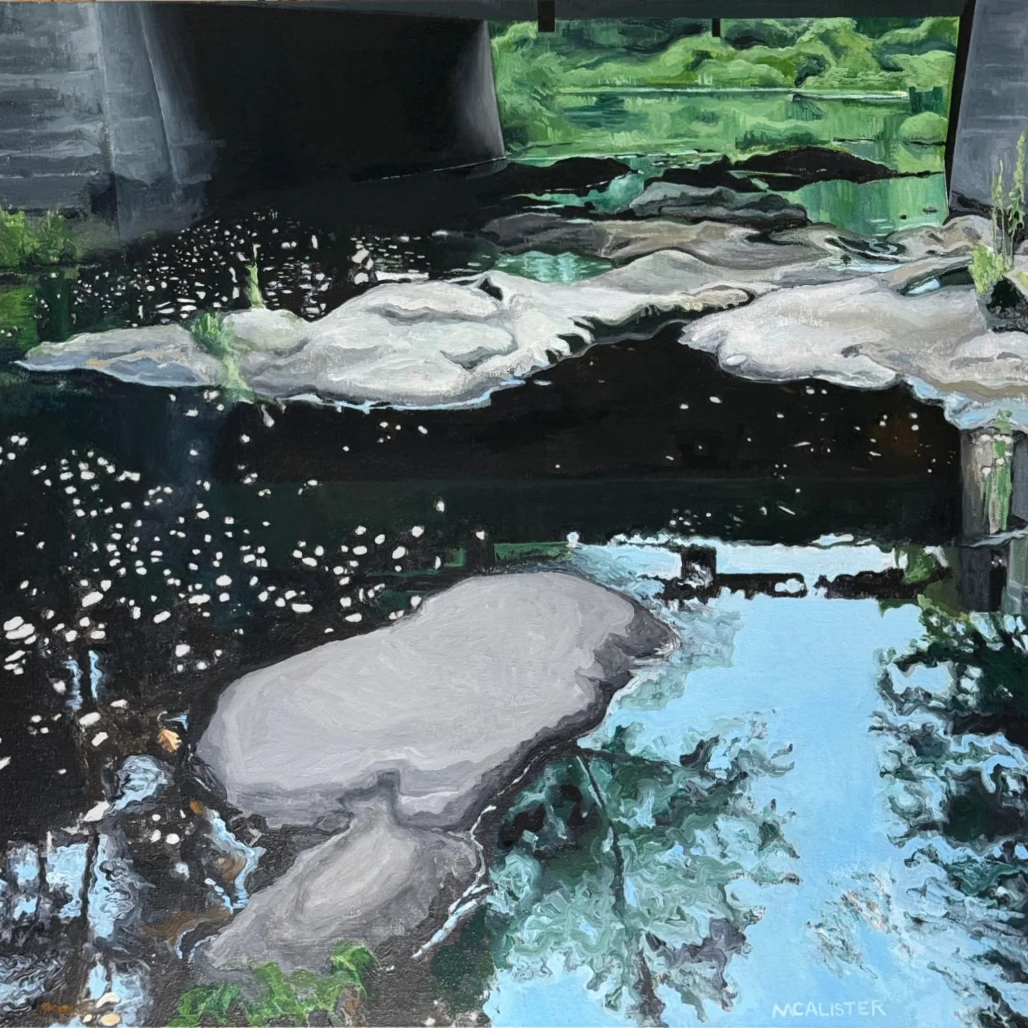 MANMADE, ACRYLIC ON LINEN, 36" X 36"