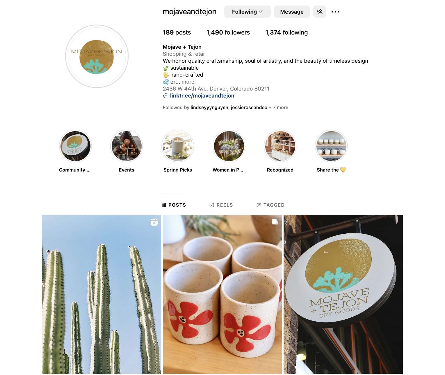 Updated grid for Mojave + Tejon. Photos taken, copy written, and posts deployed by me in alignment with our strategy and brand differentiator: community focused content.