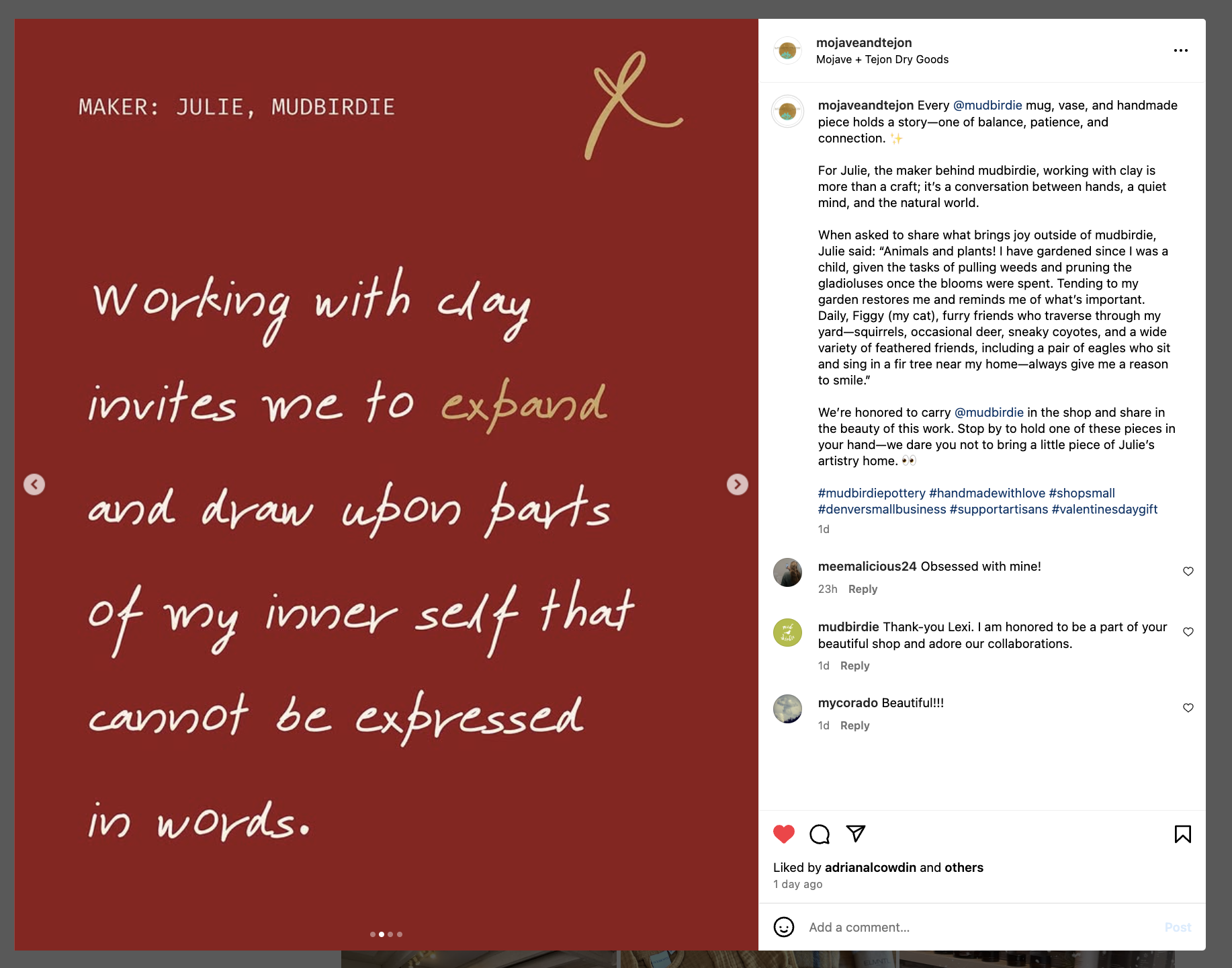 Instagram graphic and post by me.