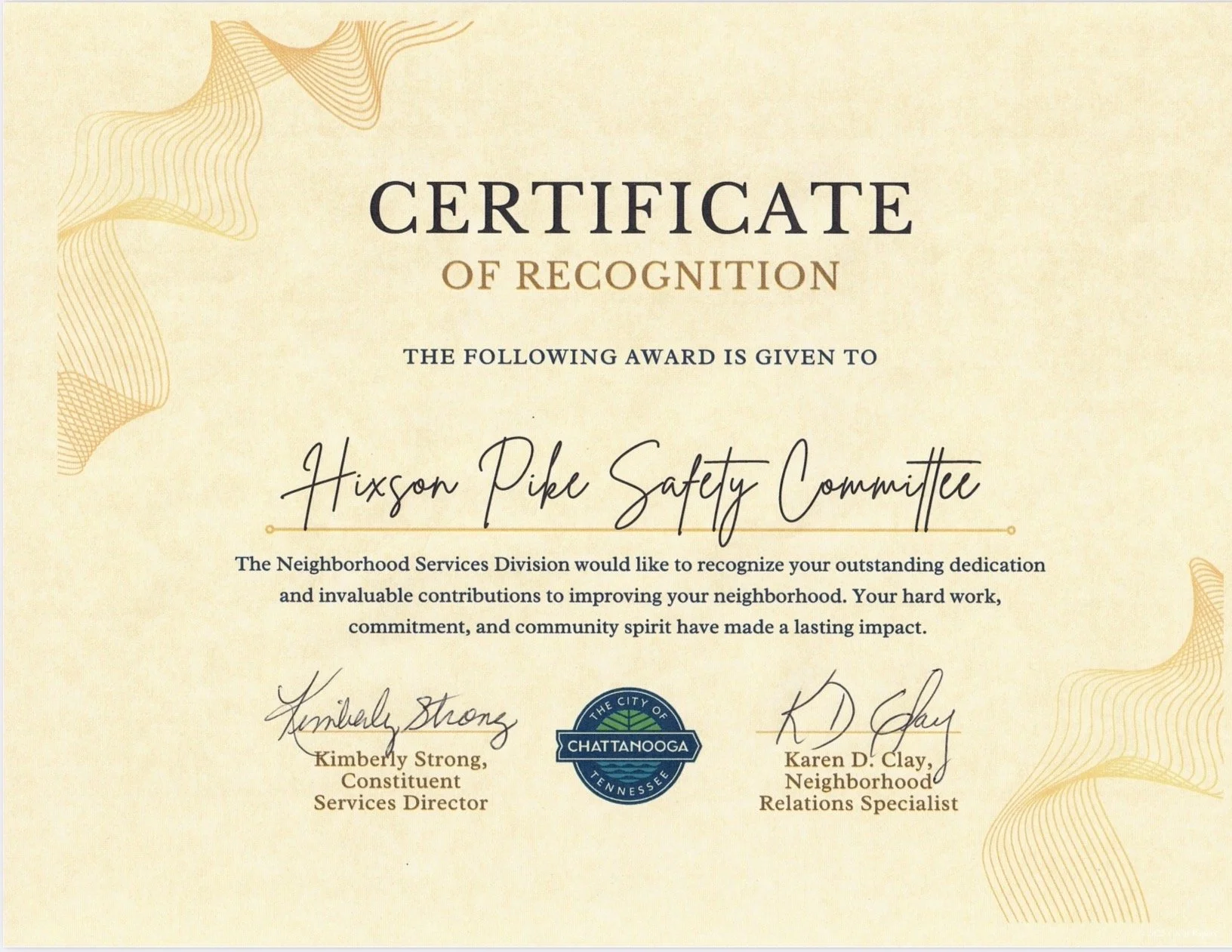 NCNA Road Safety publicity and recognition