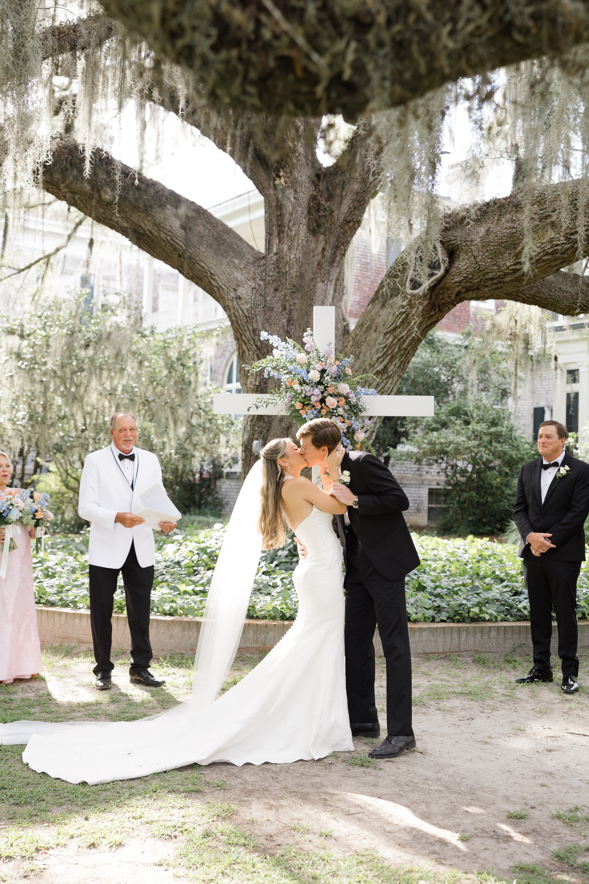 Large white wooden cross rental for wedding ceremonies and faith-based events.