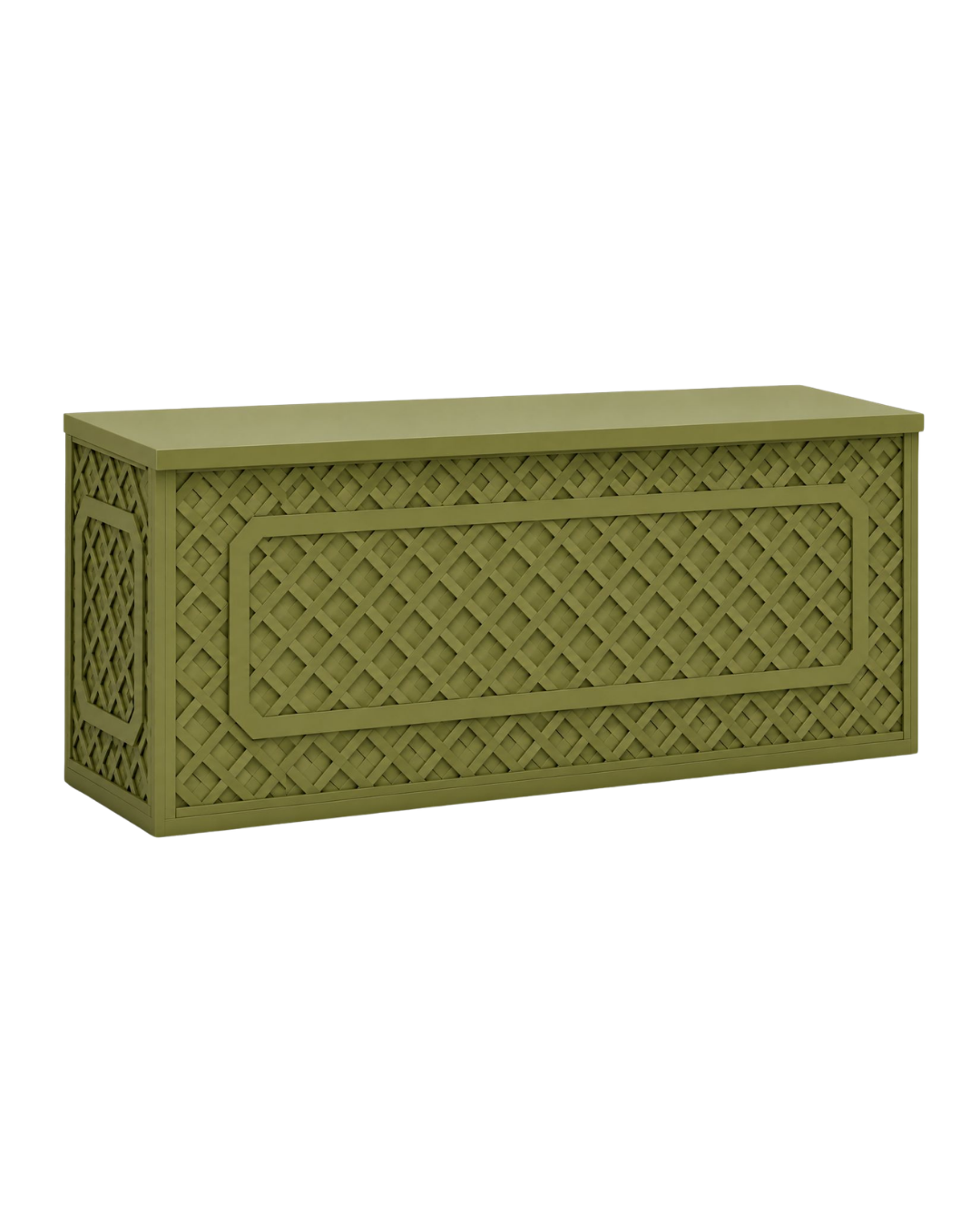 A green lattice bar available for wedding and event rentals in Savannah, GA.